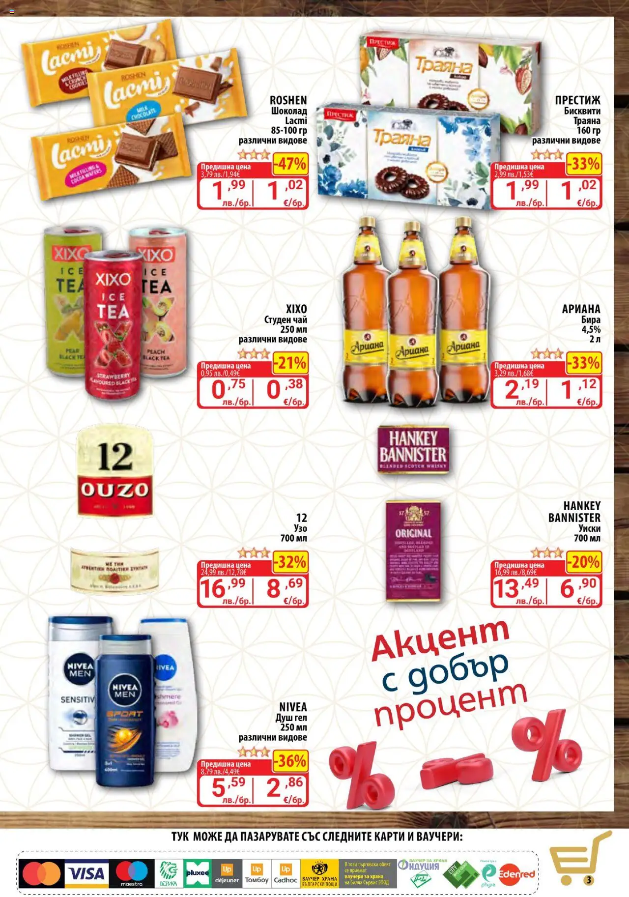 {H1} | Страница: 3 | Продукти: Шоколад, Уиски, Студен чай, Бисквити