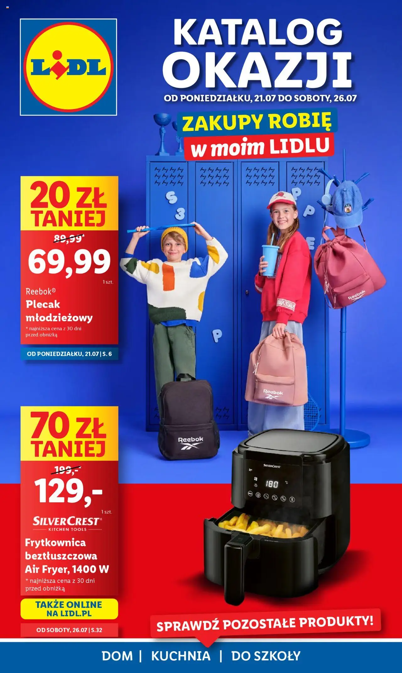 Lidl Katalog od 21.07.2025 | Strona: 1 | Produkty: Plecak, Frytkownica, Frytkownica beztłuszczowa