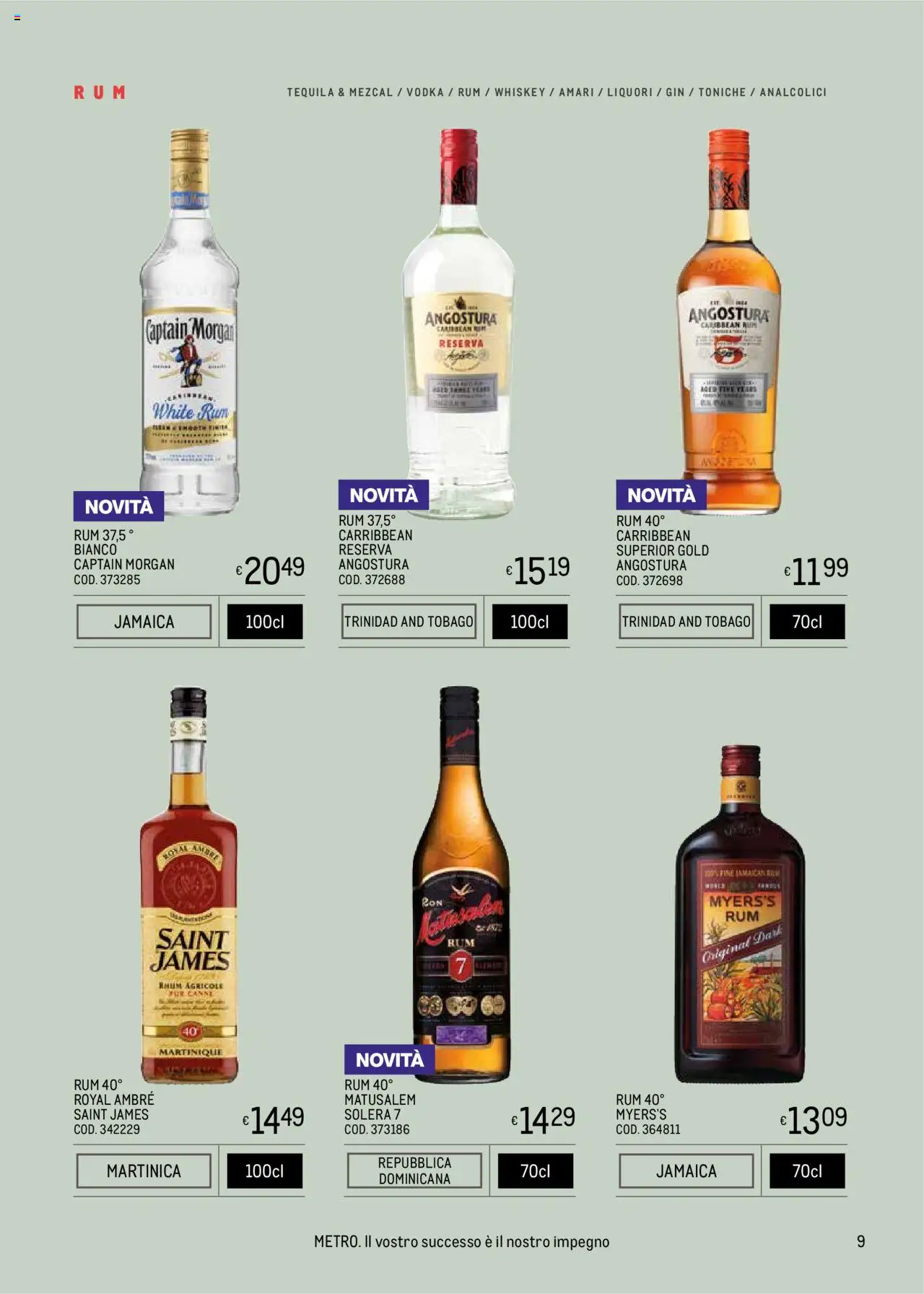 Volantino Metro del 09.05.2025 | Pagina: 9 | Prodotti: Gin, Vodka, Rum, Tequila