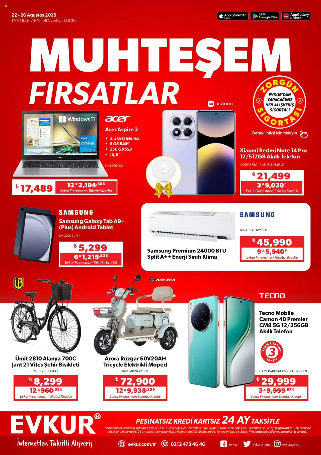 Evkur Katalog - 22.08.2025 tarihinden itibaren geçerlidir | Sayfa: 1 | Ürünler: Telefon, Akıllı telefon, Tablet, Klima