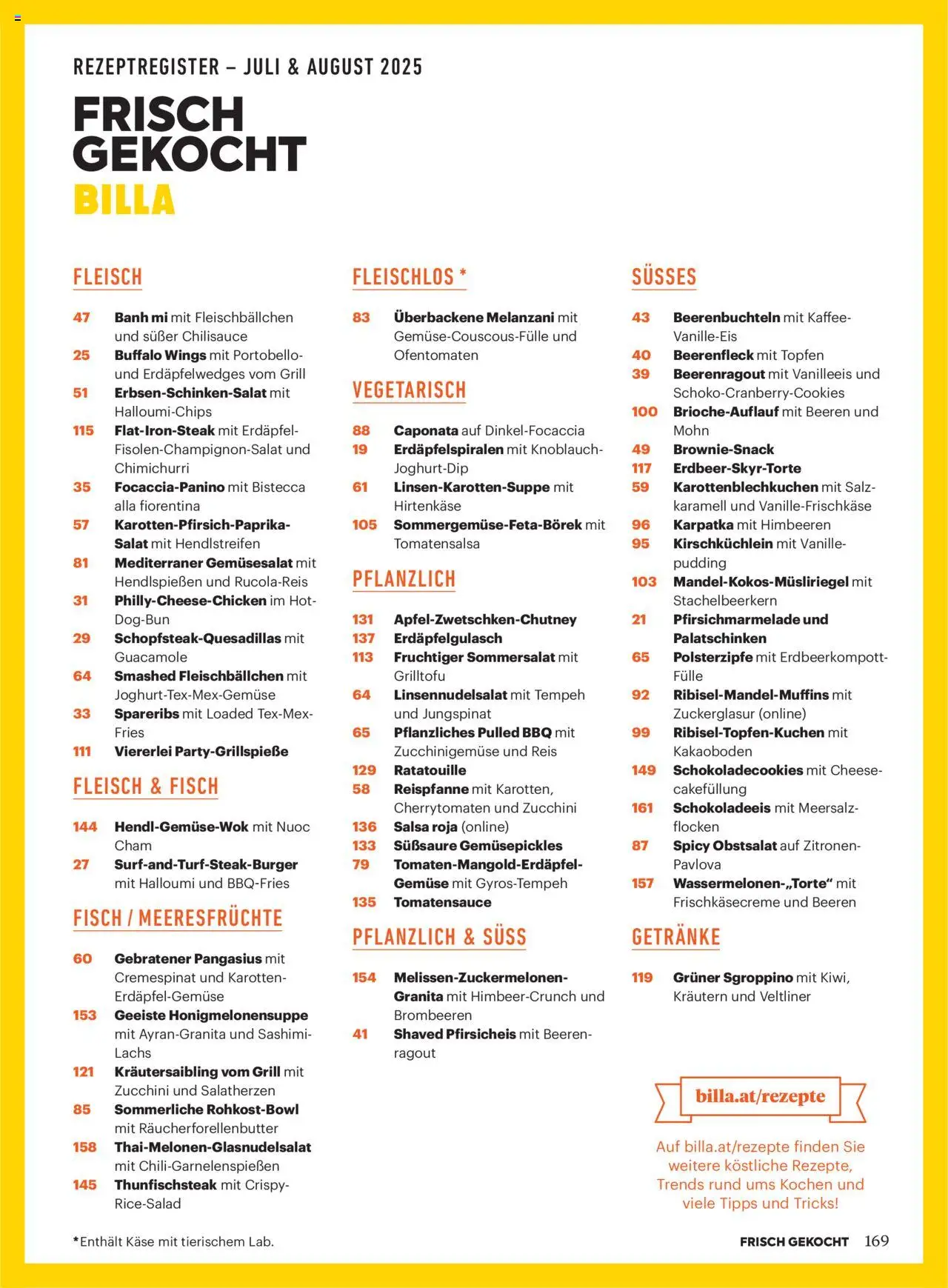Billa Frisch Gekocht gültig ab 03.07.2025 | Seite: 165 | Produkte: Gemüse, Salz, Grill, Käse