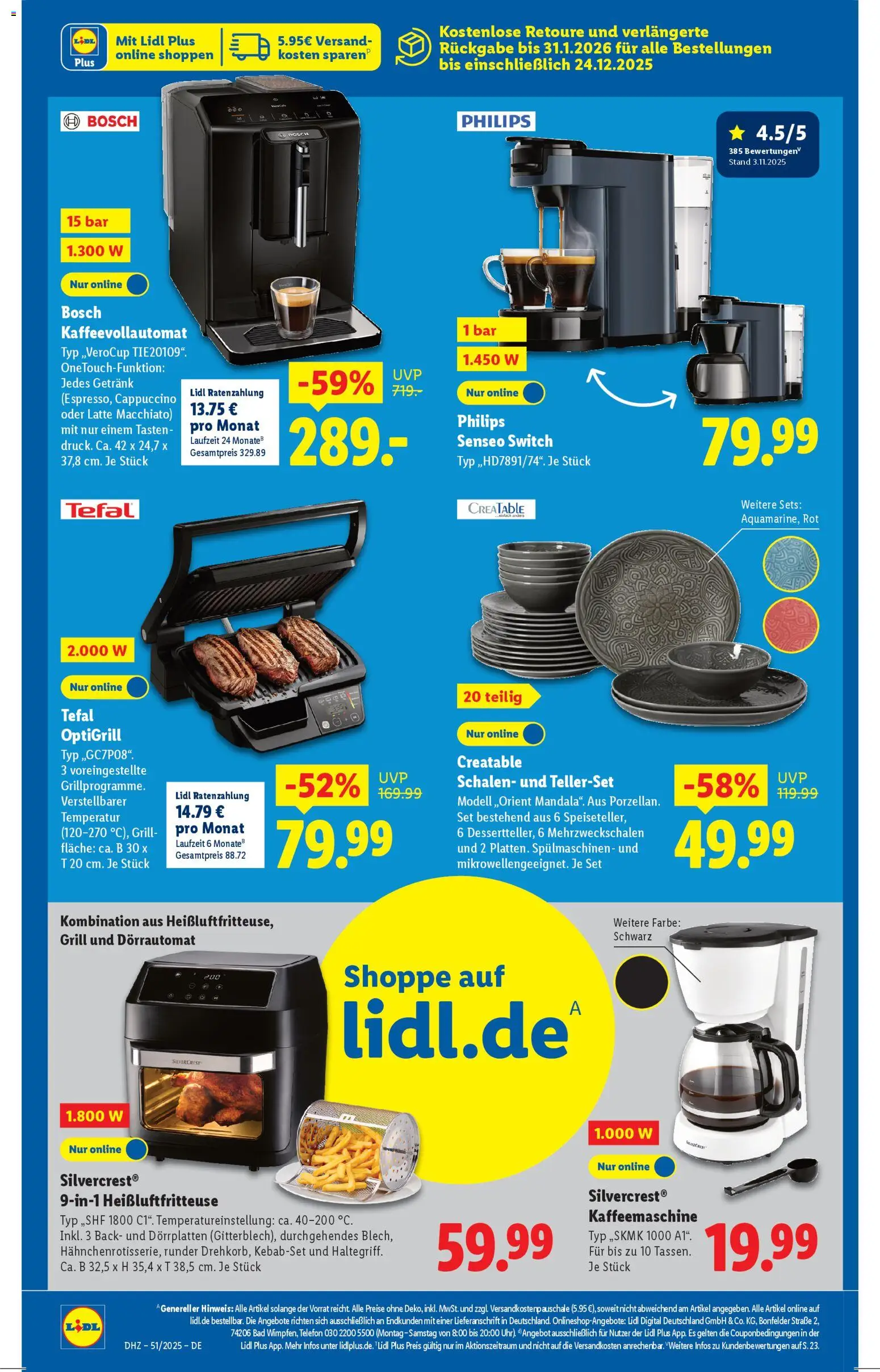 Lidl - Prospekt – gültig ab 15.12.2025 | Seite: 4 | Produkte: Bosch, Philips, Kaffeemaschine, Telefon