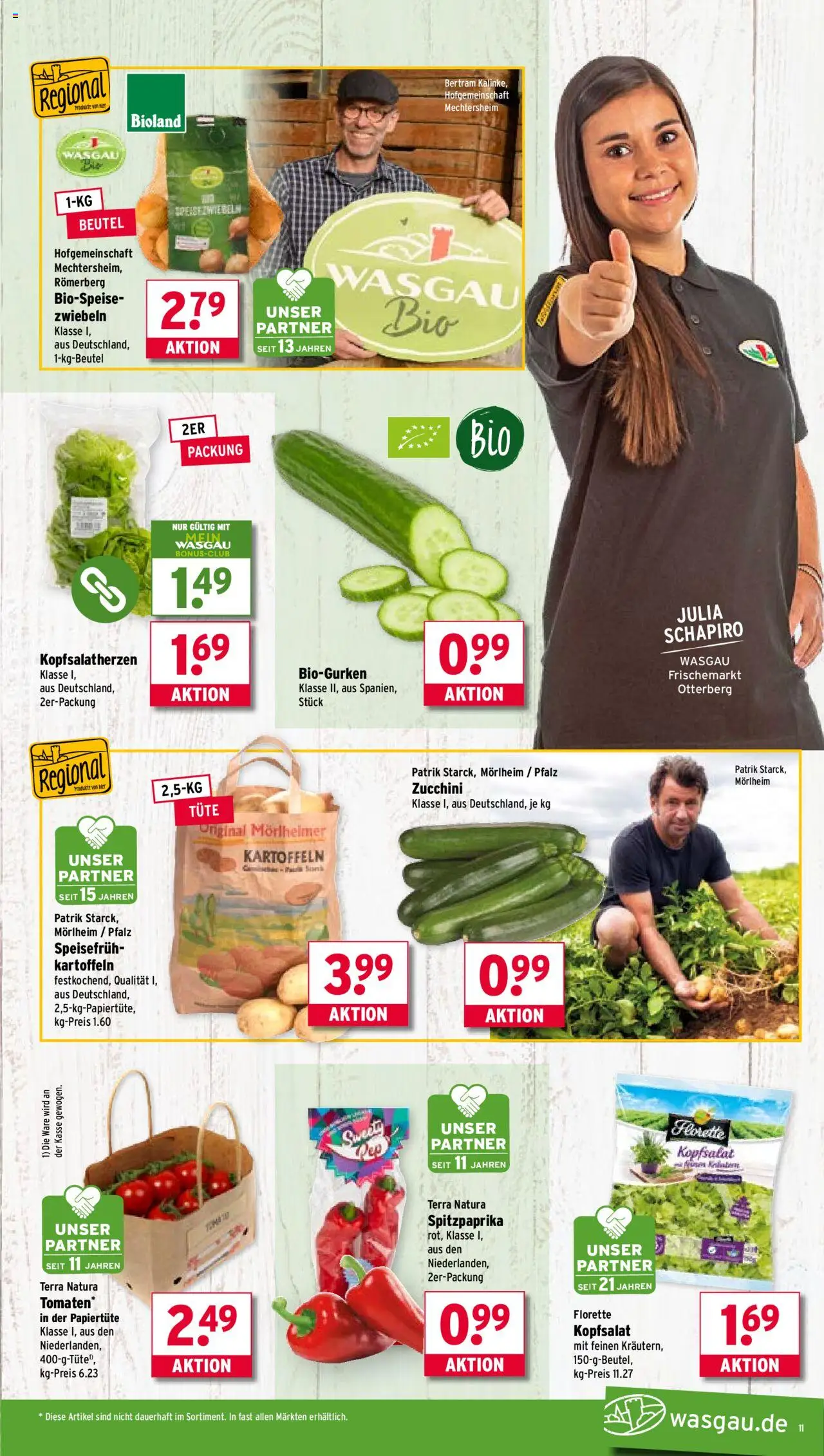 Wasgau Prospekt 	 - gültig ab dem 28.07.2025 | Seite: 11 | Produkte: Kartoffeln, Zwiebeln, Zucchini