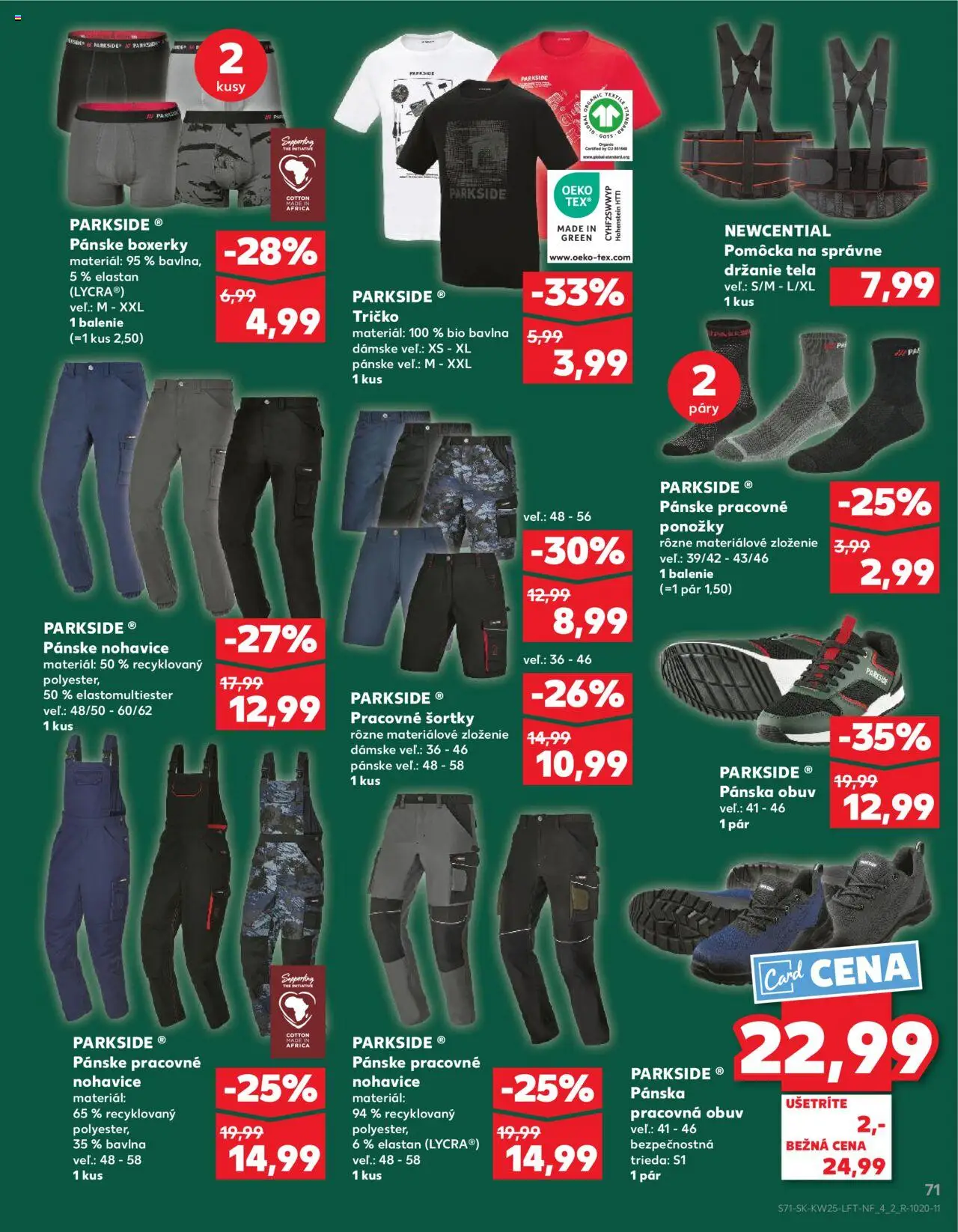 Nové Kaufland akcie – leták je platný od 19.06.2025 | Strana: 71 | Produkty: Parkside, Nohavice, Pracovná obuv