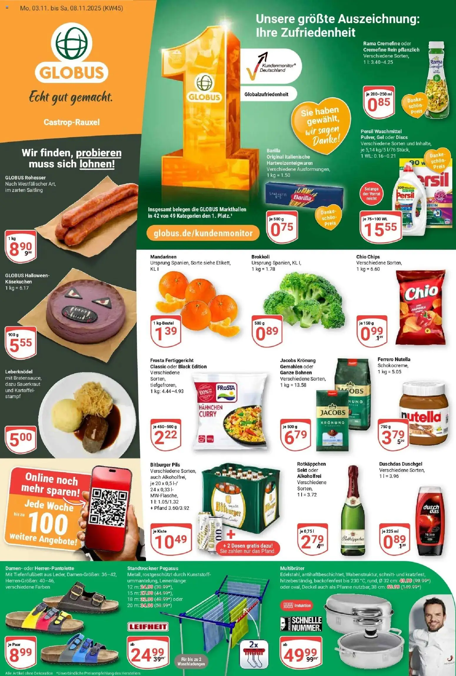 Globus prospekt Castrop-Rauxel	 – gültig ab 02.11.2025 | Seite: 1 | Produkte: Hahnchen, Rama, Brokkoli, Rotkäppchen