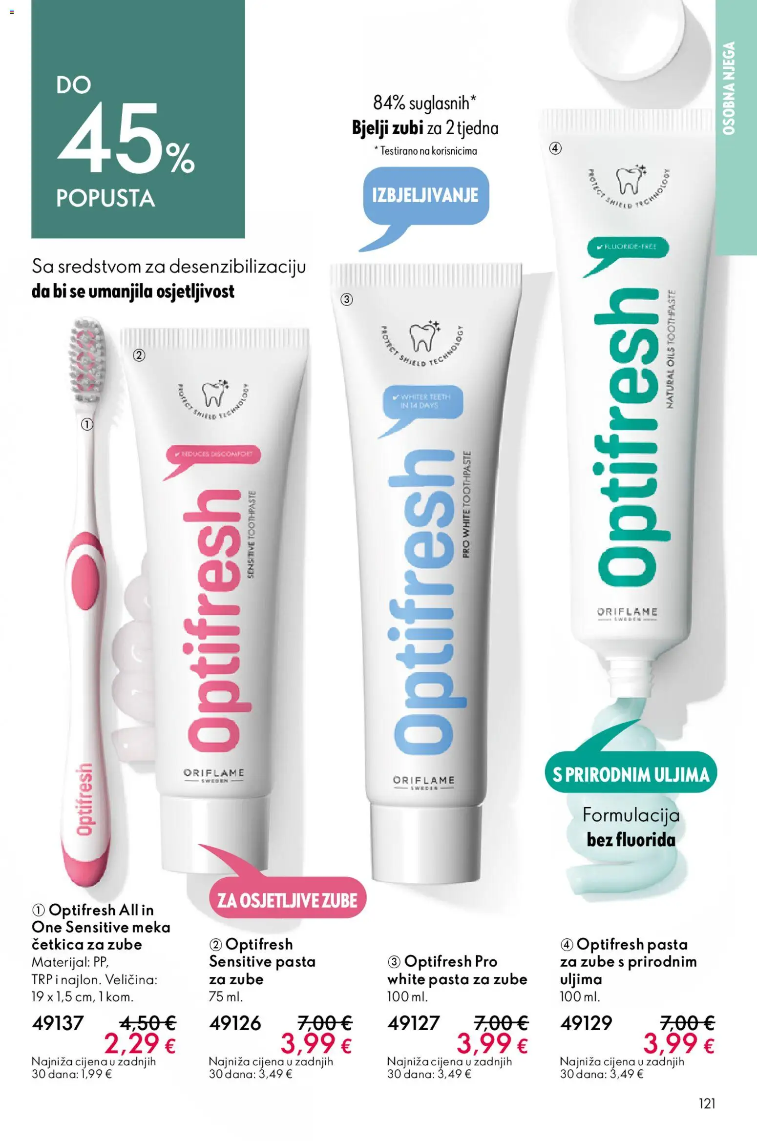 Oriflame katalog | vrijedi od 22.04.2026 | Stranica: 121 | Proizvodi: Pasta za zube, Četkica za zube, Pasta