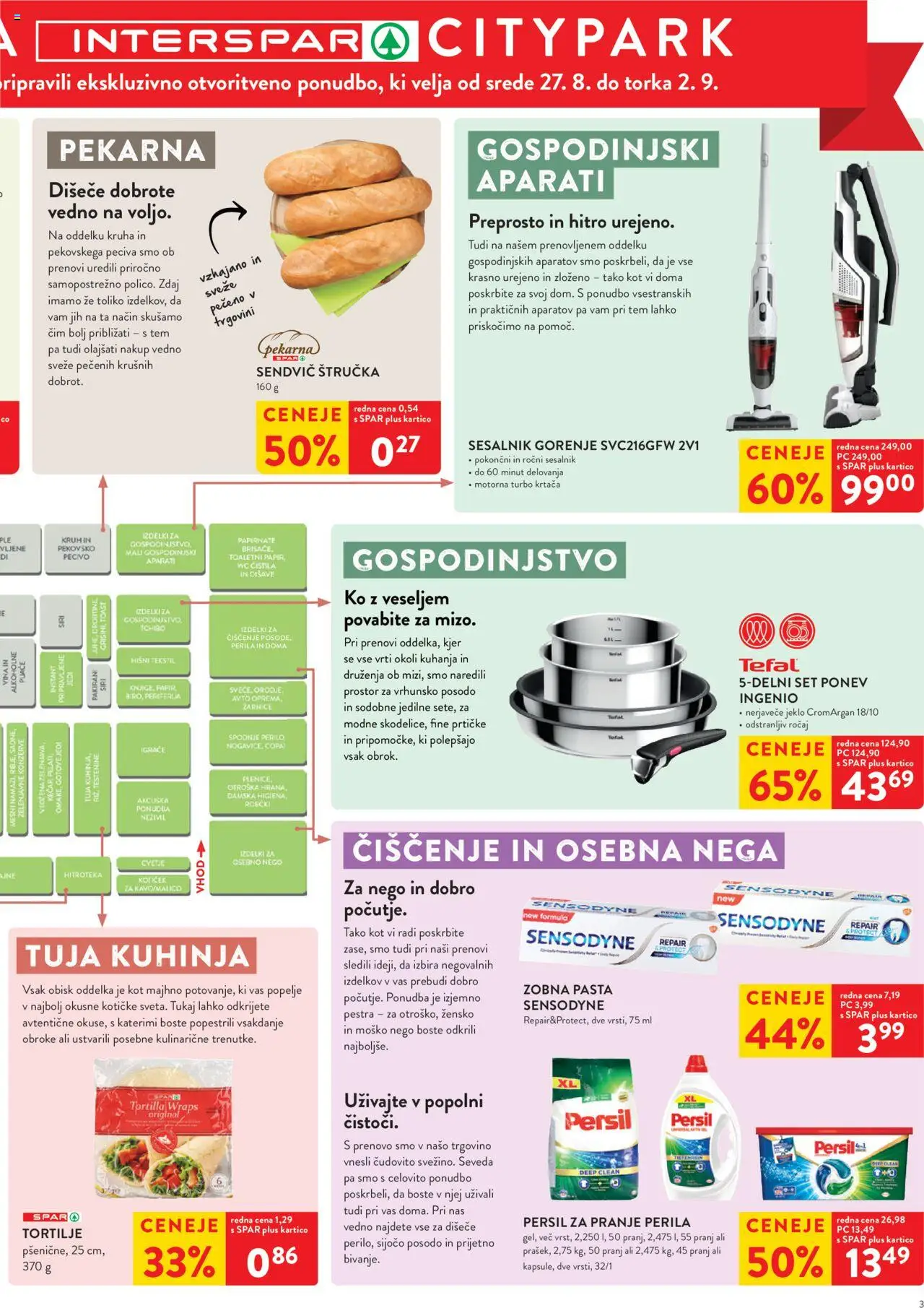 Spar katalog interspar citypark │ velja od 27.08.2025 | Stran: 3 | Izdelki: Pekarna, Toast, Zobna pasta, Testenine