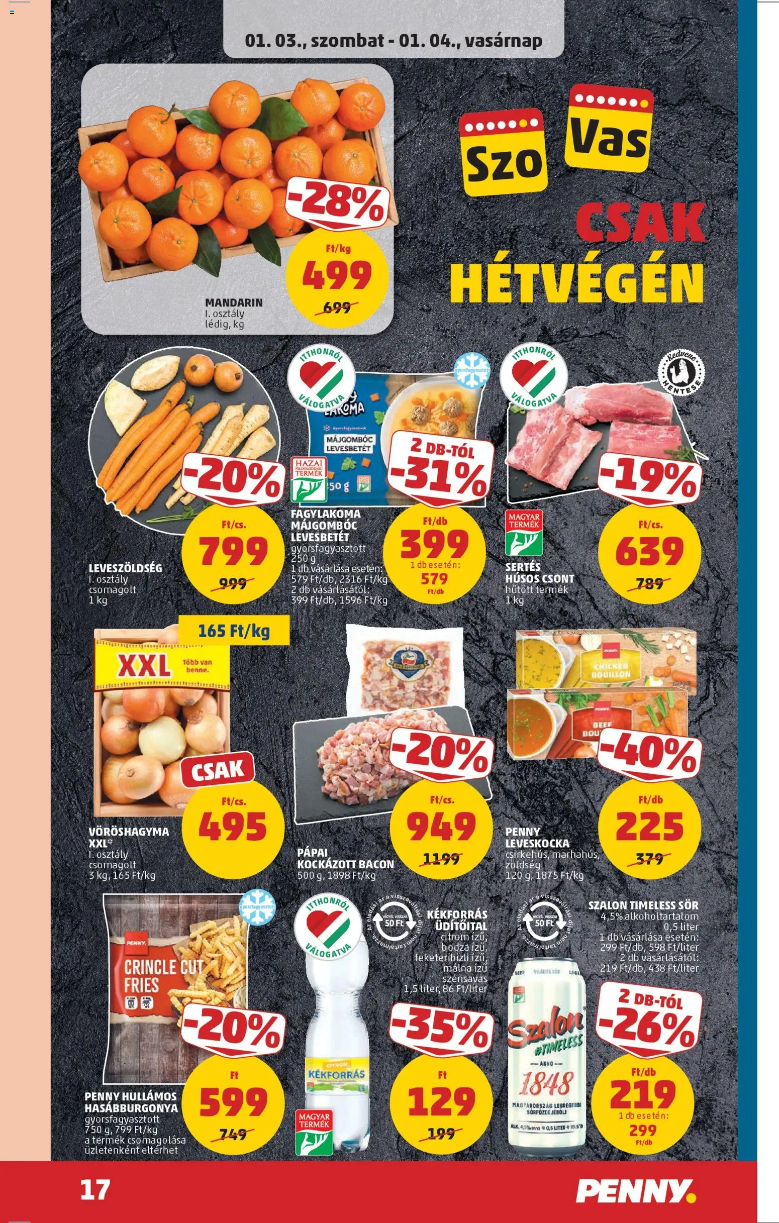 PENNY akciós ujság - amely érvényes a következő dátumtól: 02.01.2026 | Oldal: 21 | Termékek: Kockázott bacon, Leveskocka, Bacon, Mandarin