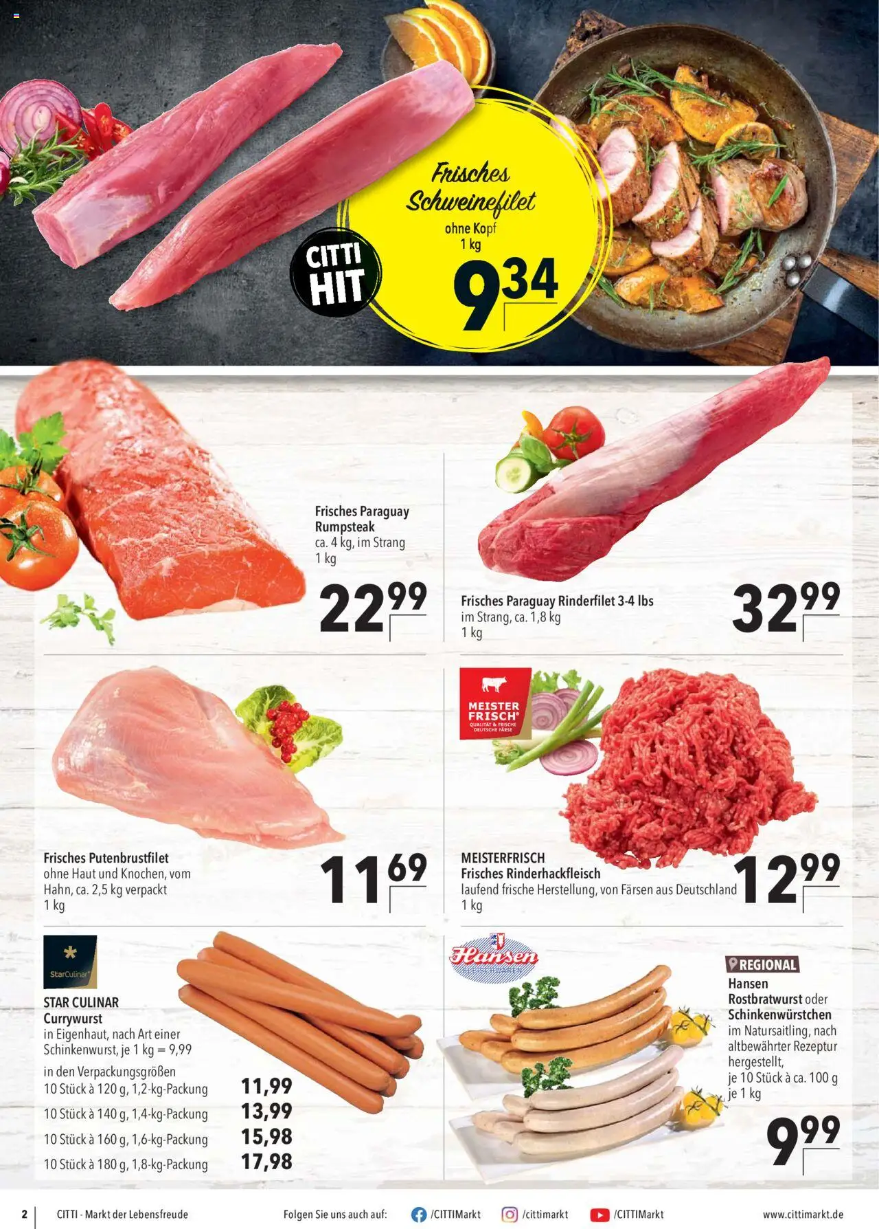 CITTI Markt Aktuelle Angebote für Profis – gültig ab 10.09.2025 | Seite: 2 | Produkte: Rumpsteak, Rinderfilet, Schweinefilet