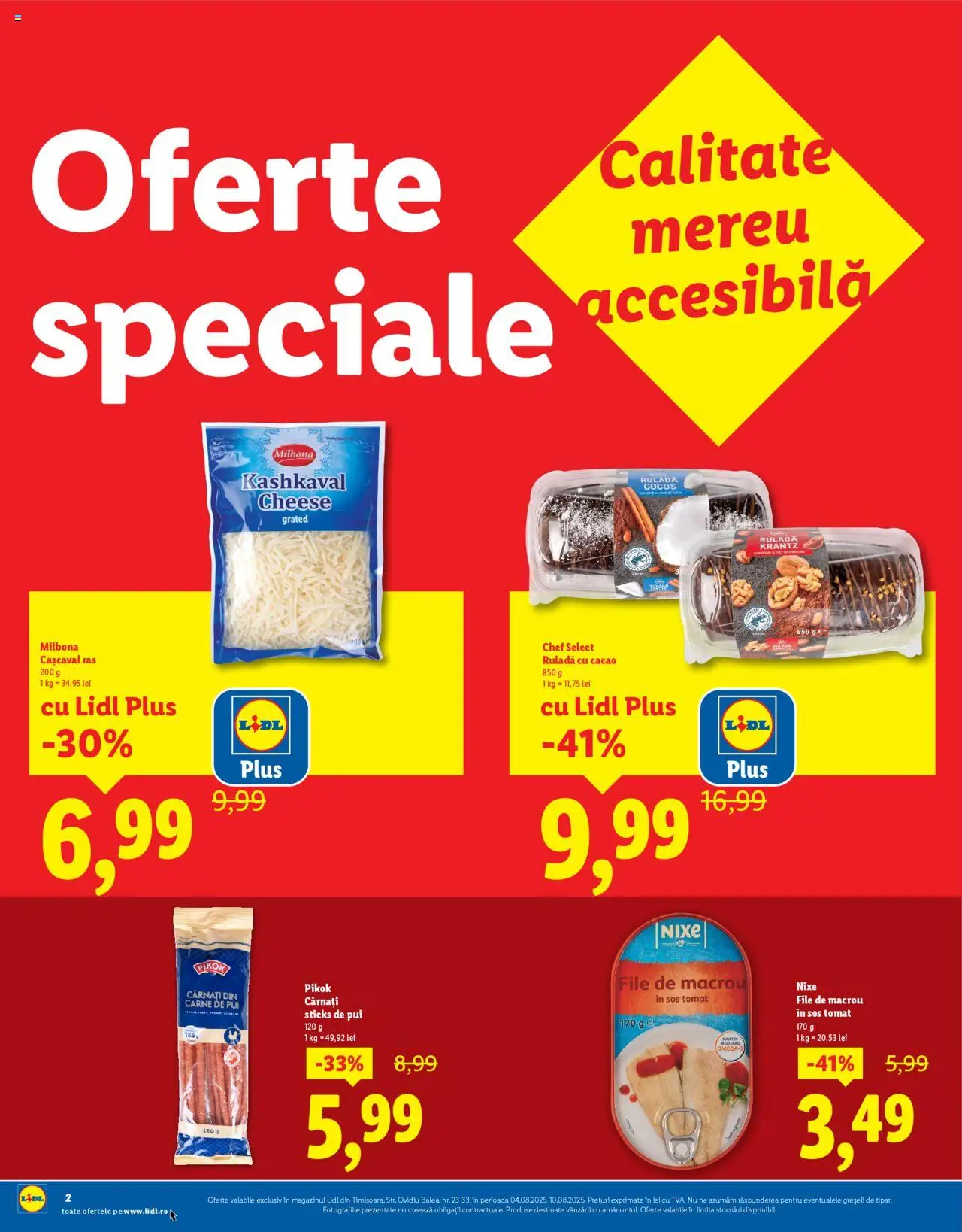Lidl catalog - Timișoara – valabil de la 04.08.2025 | Pagină: 2 | Produse: Carne De Pui, Cacao, Sos, Cârnați