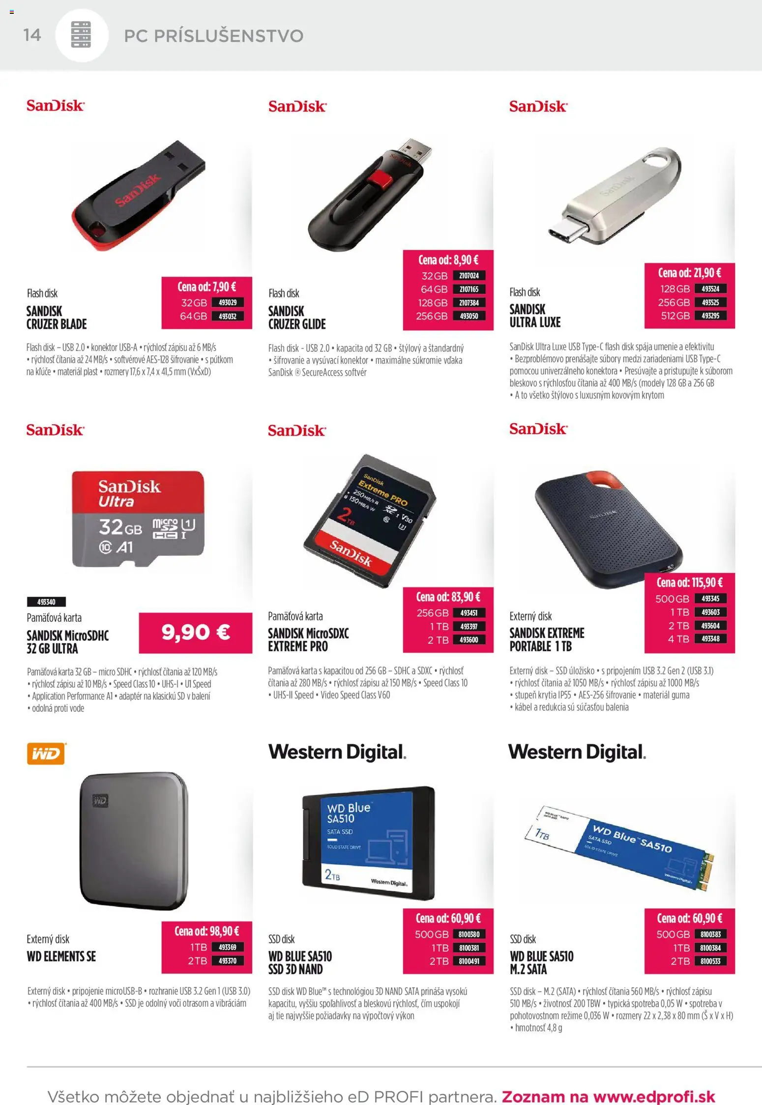 Nové ED Profi akcie – leták je platný od 01.12.2025 | Strana: 14 | Produkty: PC, Konektor, Adaptér, USB