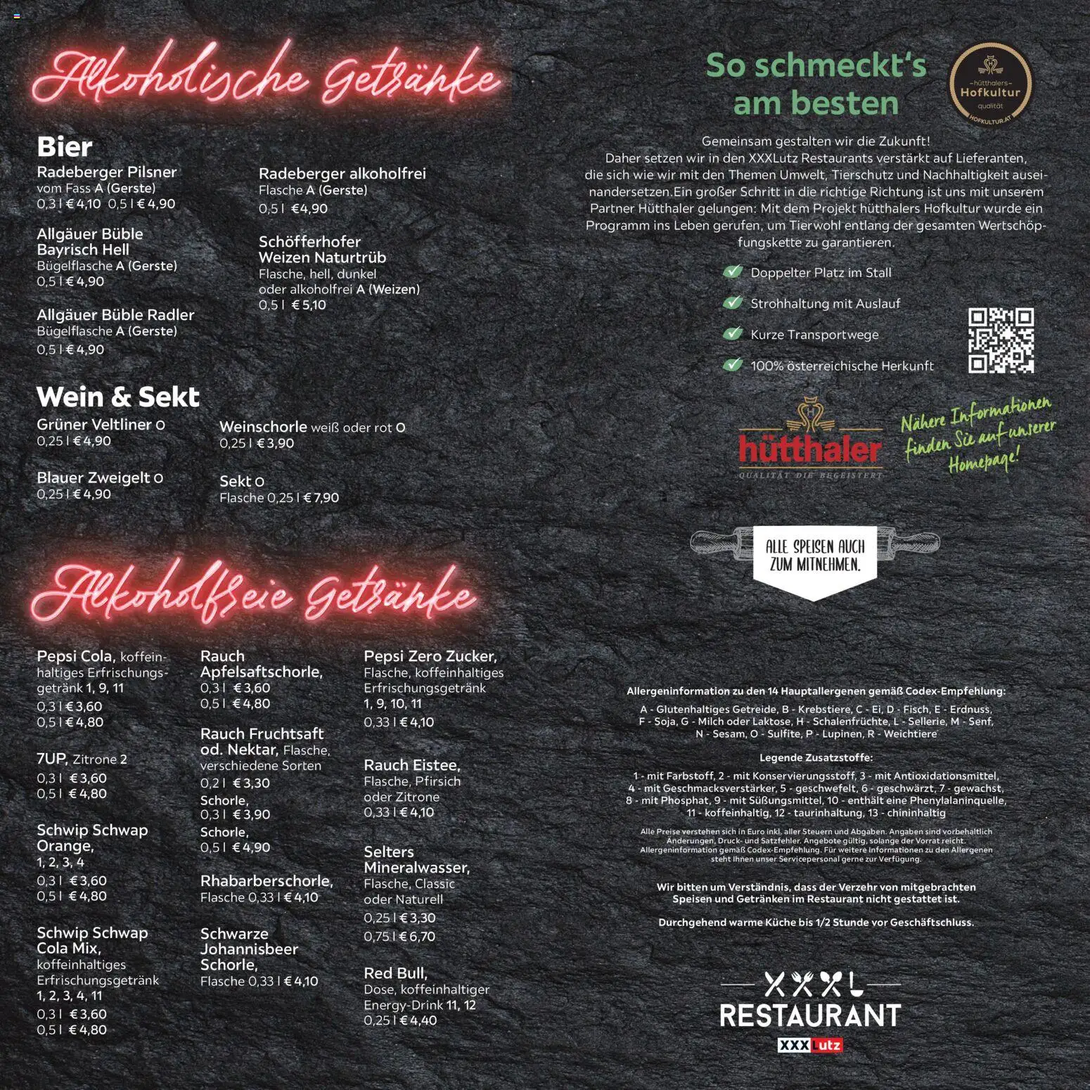 XXXL Lutz - Speisekarte – gültig ab 19.12.2025 | Seite: 1 | Produkte: Cola, Milch, Küche, Radeberger pilsner
