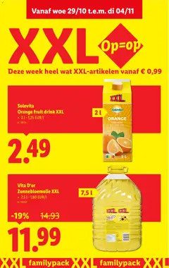 Solevita Orange fruit drink XXL, Orange fruit drink XXL, 2 l - Voorbeeld van een folder van Lidl, geldig van 29.10.2025 | Pagina: 24 | Producten: Fruit