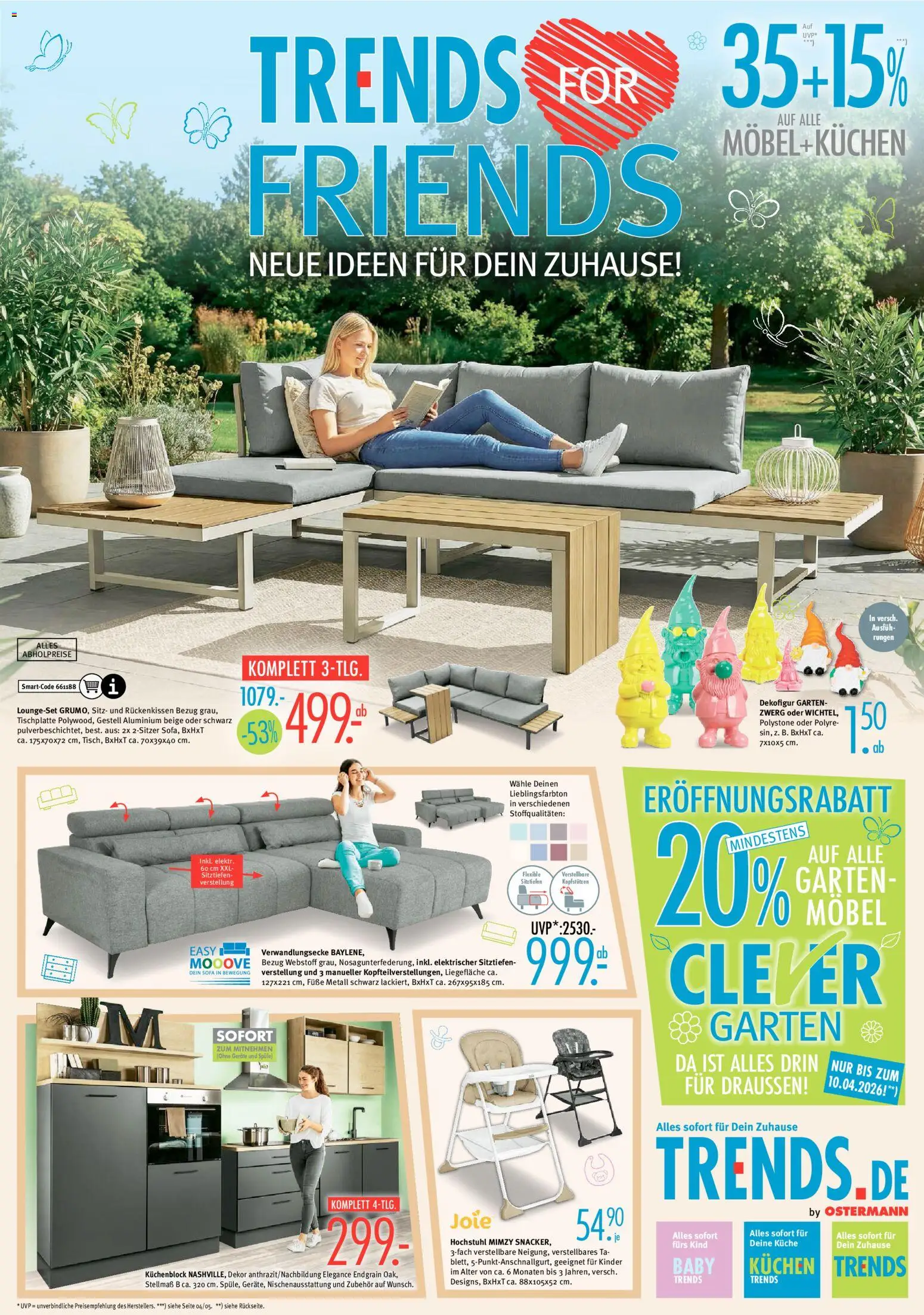 Trends Prospekt 	 – gültig ab 21.03.2026 | Seite: 1 | Produkte: Küchenblock, Sofa, Küche, Kuchen