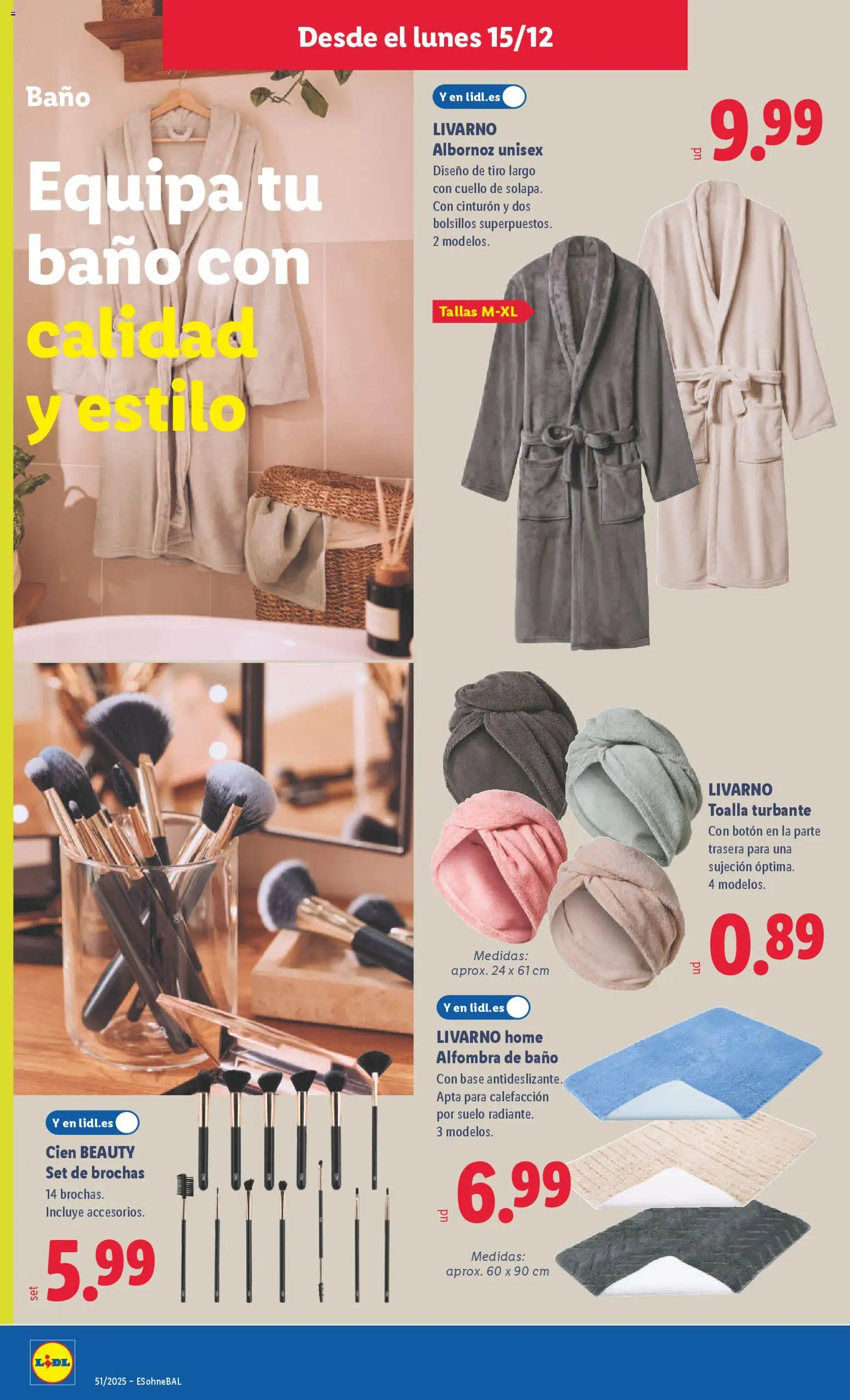 Lidl folleto de bazar │ válido desde el 15.12.2025 | Página: 4 | Productos: Set de brochas, Cinturón, Baño, Alfombra