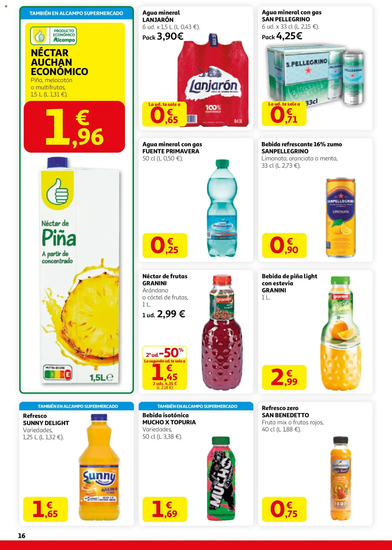 Alcampo - HG Madrid Unificado  │ válido desde el 29.01.2026 | Página: 16 | Productos: Piña, Té, Néctar, Agua mineral