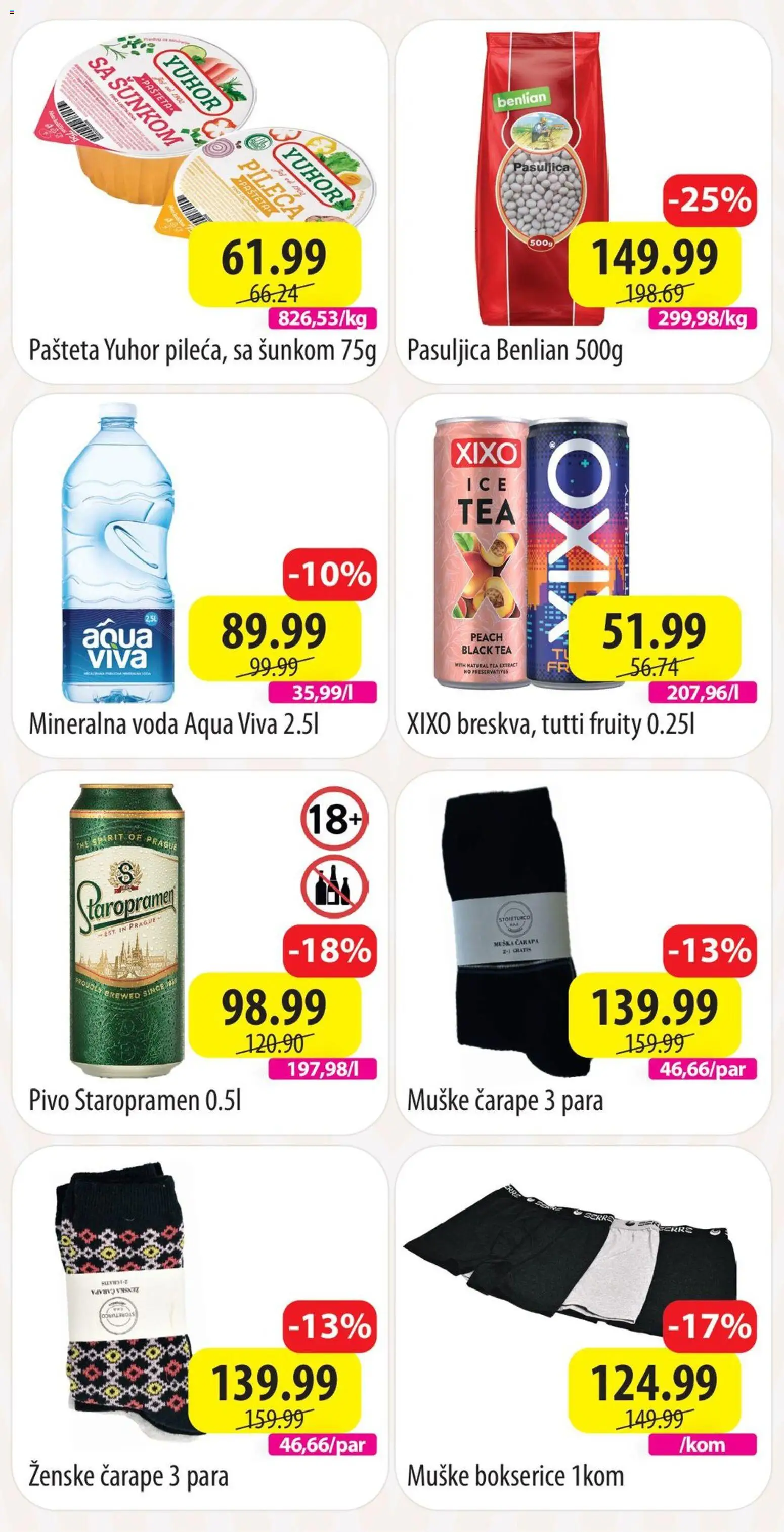 Senta Promet katalog - važi od 02.02.2026 | Strana: 2 | Proizvode: Voda, Mineralna voda, Čarape, Pivo