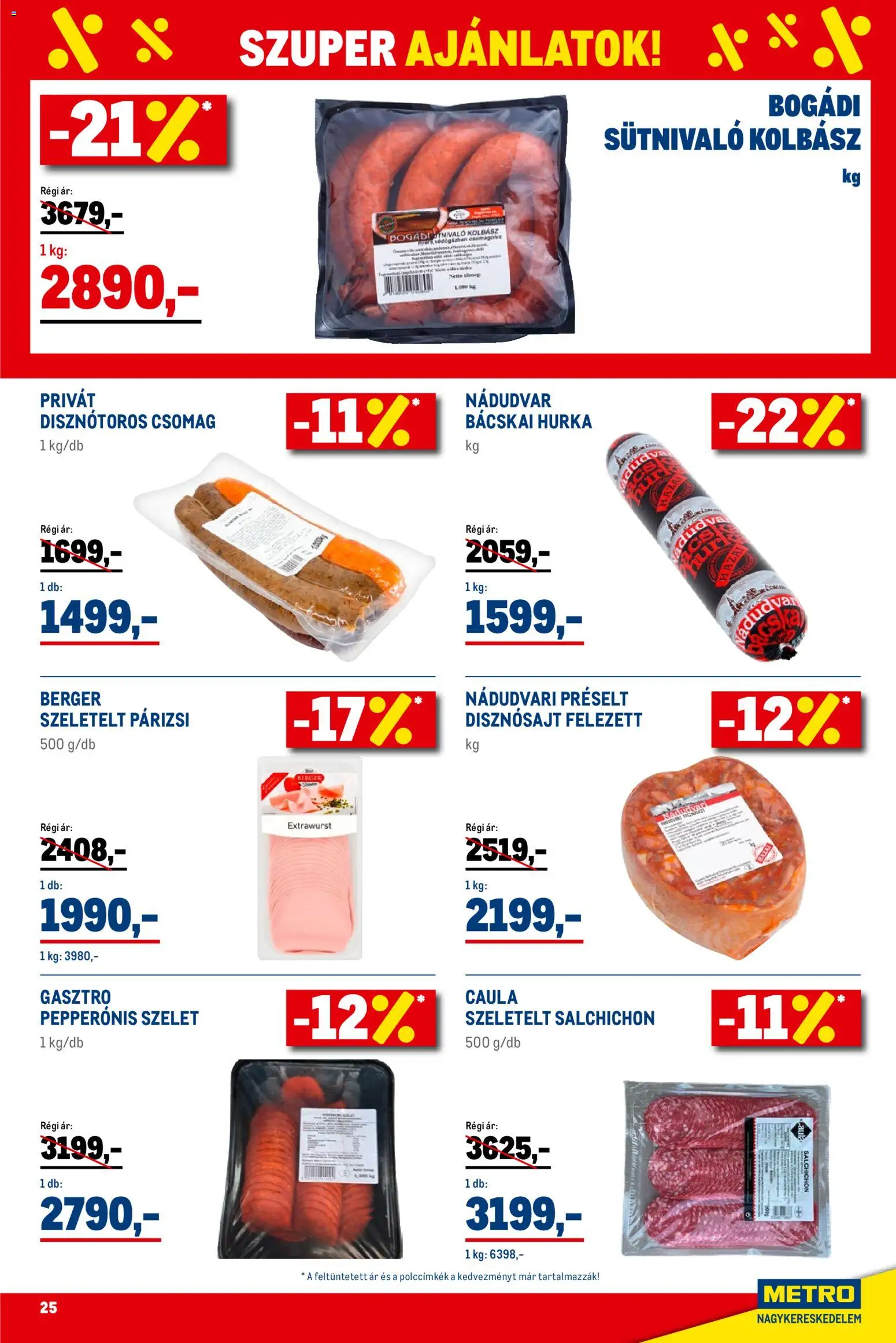 Metro akciós ujság - amely érvényes a következő dátumtól: 01.02.2026 | Oldal: 25 | Termékek: Kolbász, Hurka, Párizsi
