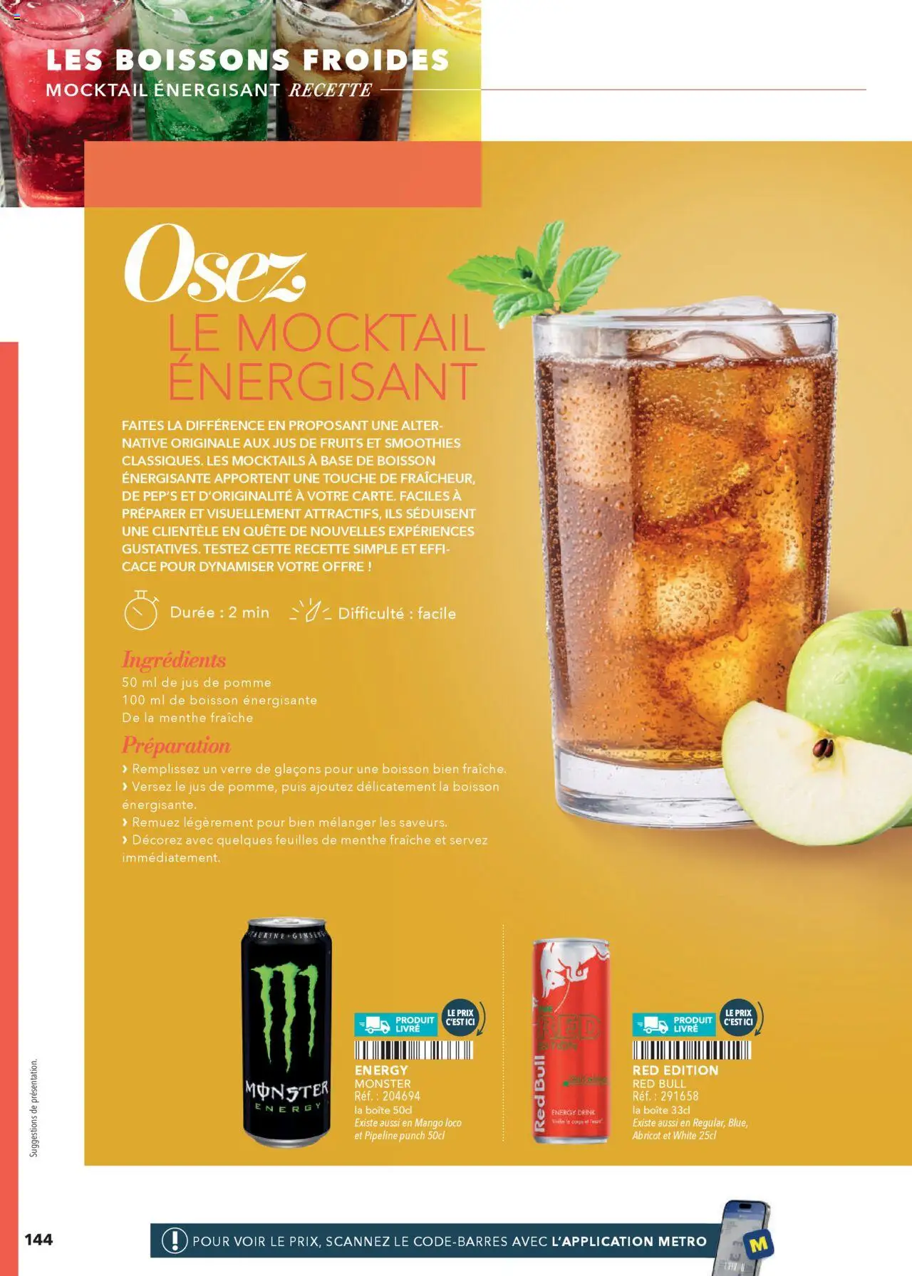  | Page: 144 | Produits: Pomme, Red bull, Boisson énergisante, Jus