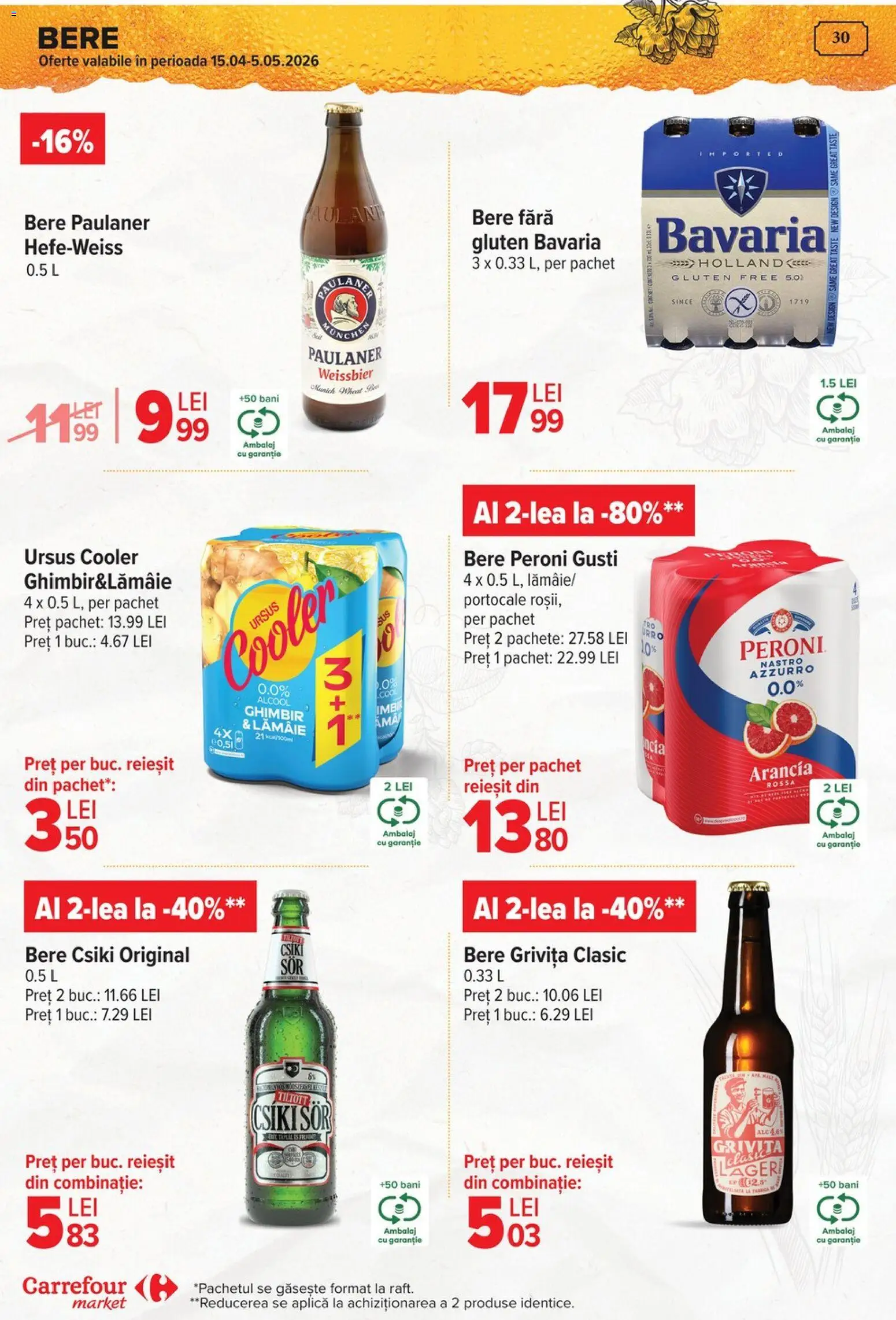 Noul catalog Carrefour – valabil de la 29.04.2026 | Pagină: 30 | Produse: Bere, Portocale, Lămâie