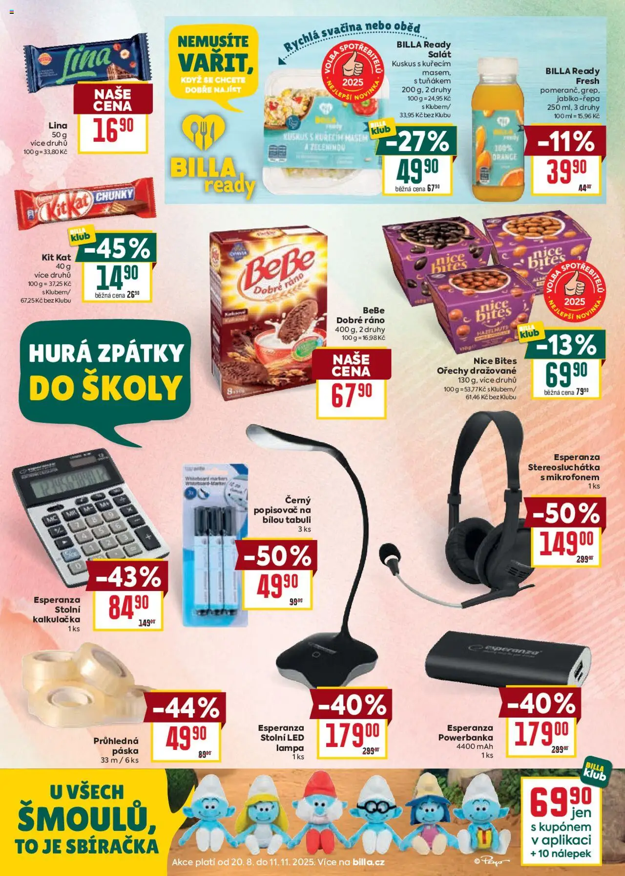 Billa Velký leták od 20.08.2025 | Strana: 14 | Produkty: Ořechy, Salát, Lina, Lampa