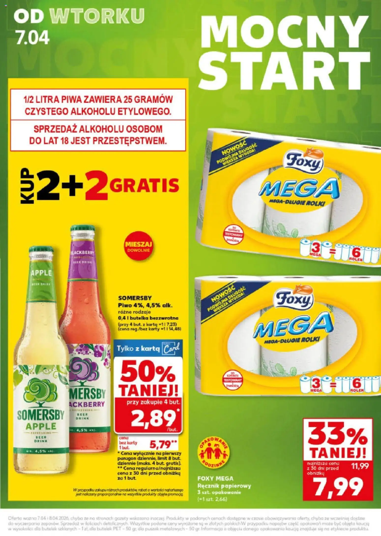 Kaufland gazetka - Mocny start od 07.04.2026 | Strona: 3 | Produkty: Karta, Rolki, Piwo, Ręcznik papierowy