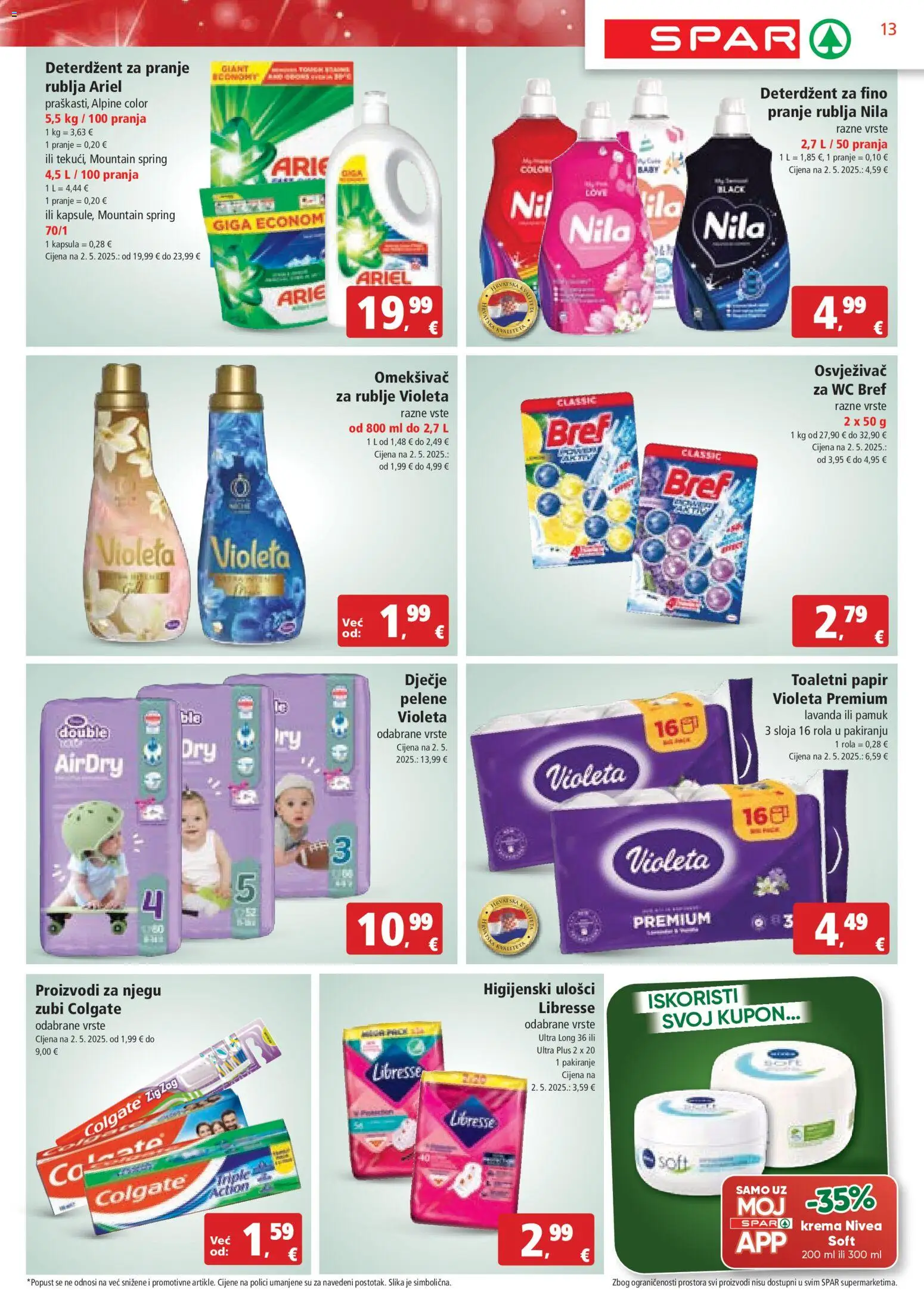 Spar katalog | vrijedi od 17.12.2025 | Stranica: 13 | Proizvodi: Omekšivač, Krema, Nila, Ariel