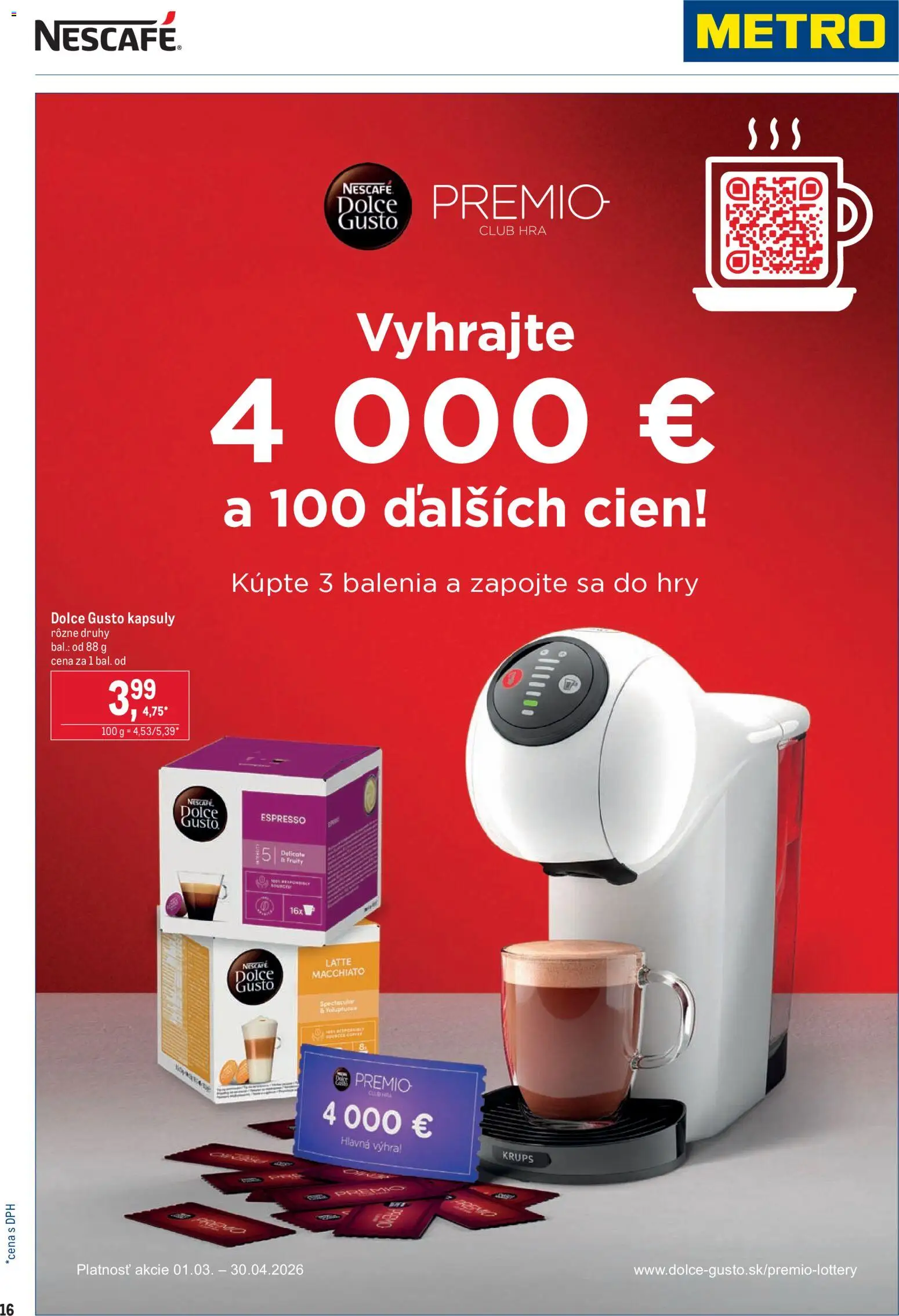 Nové Metro akcie – leták je platný od 25.03.2026 | Strana: 16 | Produkty: Dolce Gusto, Hra