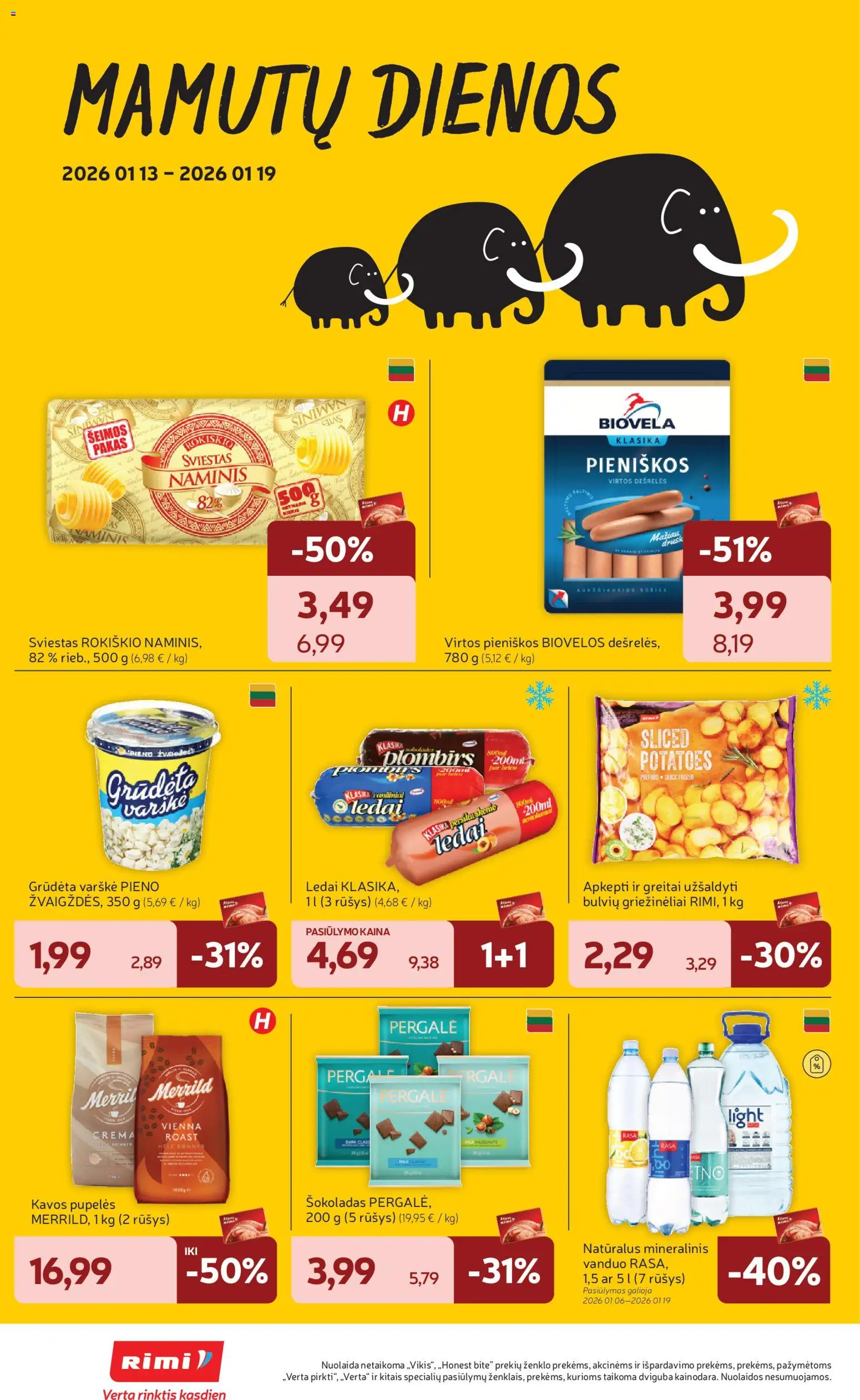 Rimi akcijos nuo 13.01.2026 | Puslapis: 4 | Prekių: Ledai, Dešrelės, Sviestas, Šokoladas