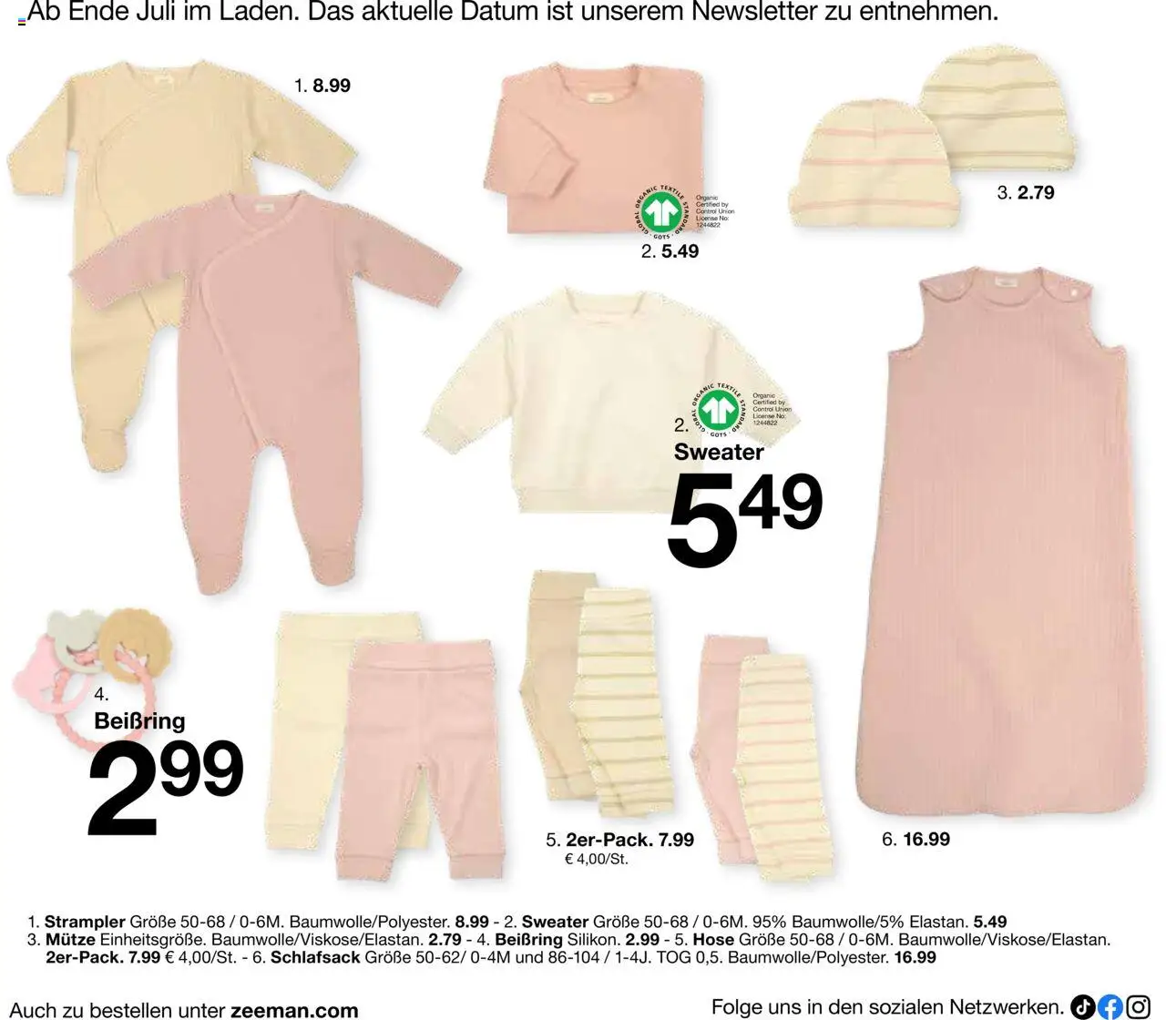 Zeeman Babyprospekt – gültig ab 18.07.2025 | Seite: 4 | Produkte: Schlafsack, Hose