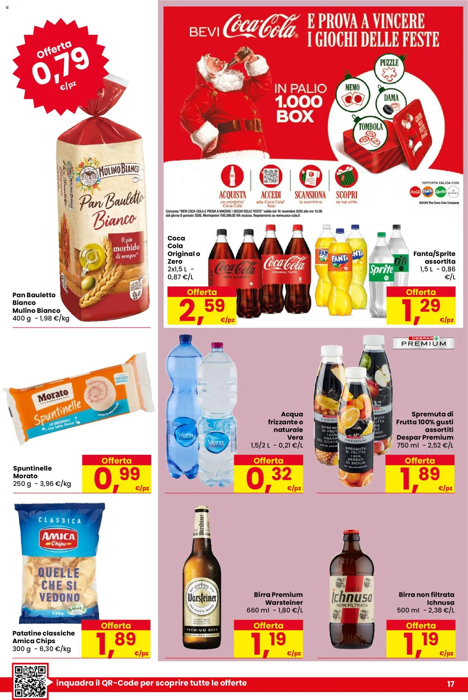 Volantino Despar del 16.12.2025 | Pagina: 17 | Prodotti: Arance, Acqua, Frutta, Fanta