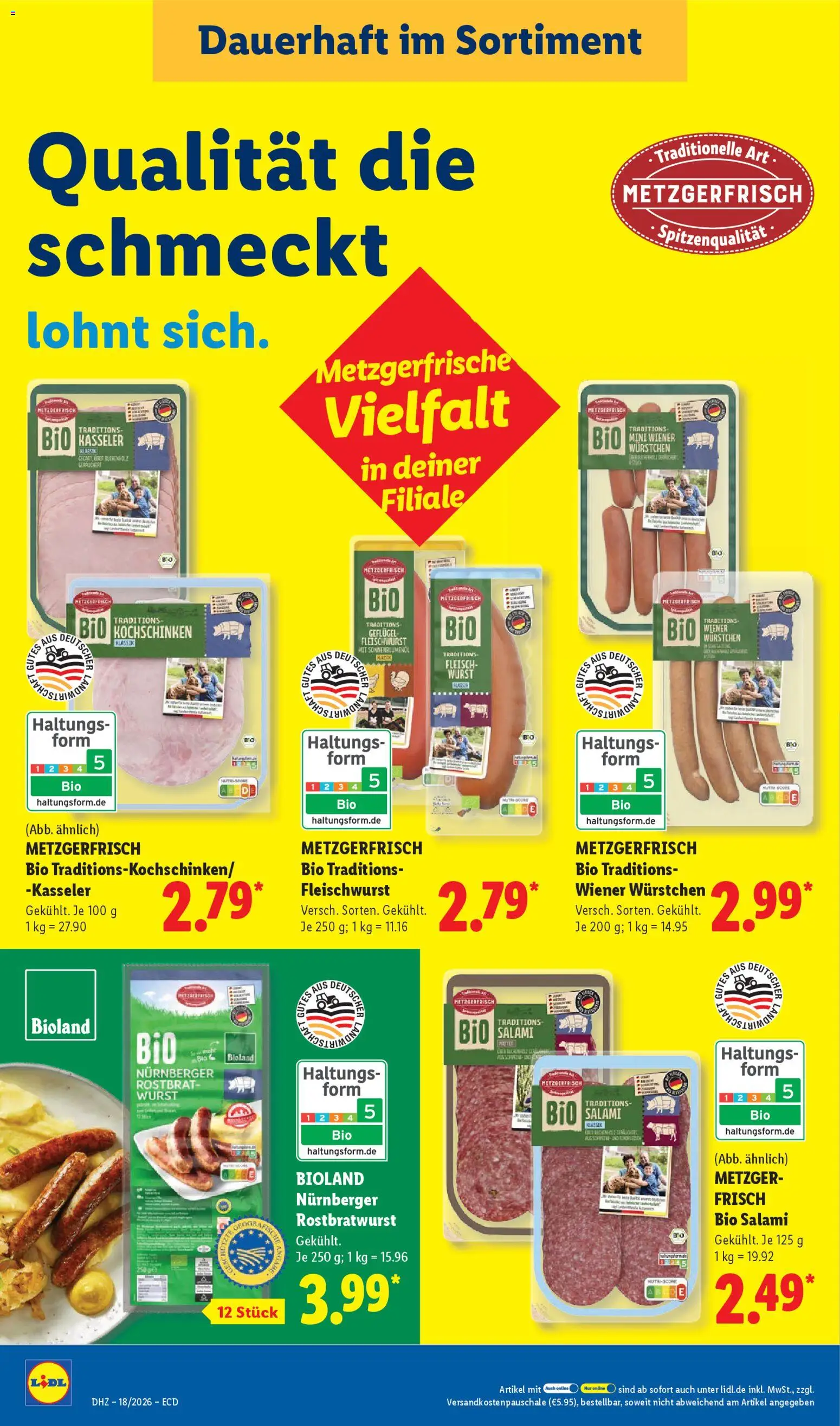 Lidl Prospekt – gültig ab 27.04.2026 | Seite: 12 | Produkte: Wiener wurstchen, Sonnenblumenol, Wurst, Salami