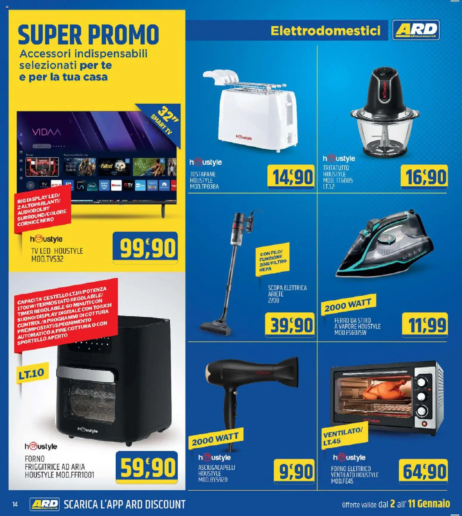 Volantino ARD Discount del 02.01.2026 | Pagina: 14 | Prodotti: Tè, Forno, Ferro da stiro, Forno elettrico