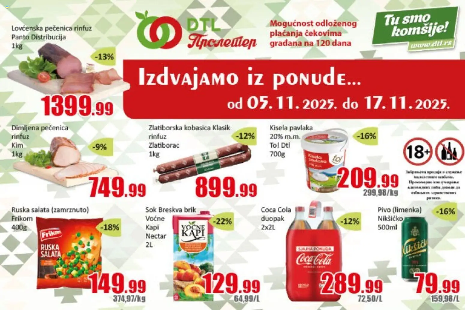 Metalac Proleter katalog - važi od 05.11.2025 | Strana: 1 | Proizvode: Ruska salata, Coca Cola, Salata, Kobasica