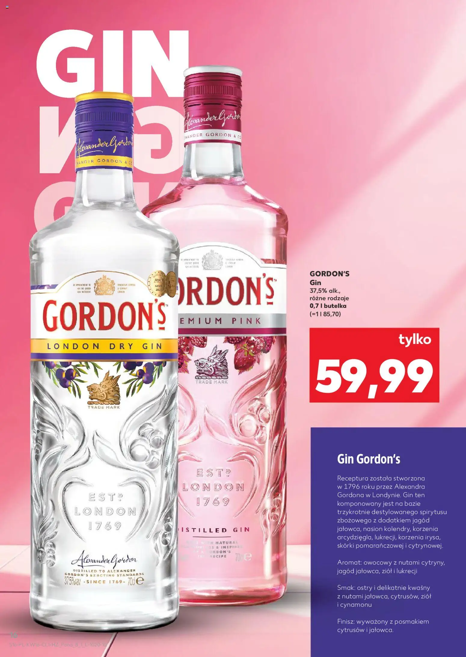 Kaufland Polsko leták - Barek od 16.04.2026 | Strana: 16 | Produkty: Gin, London dry gin, Dry gin