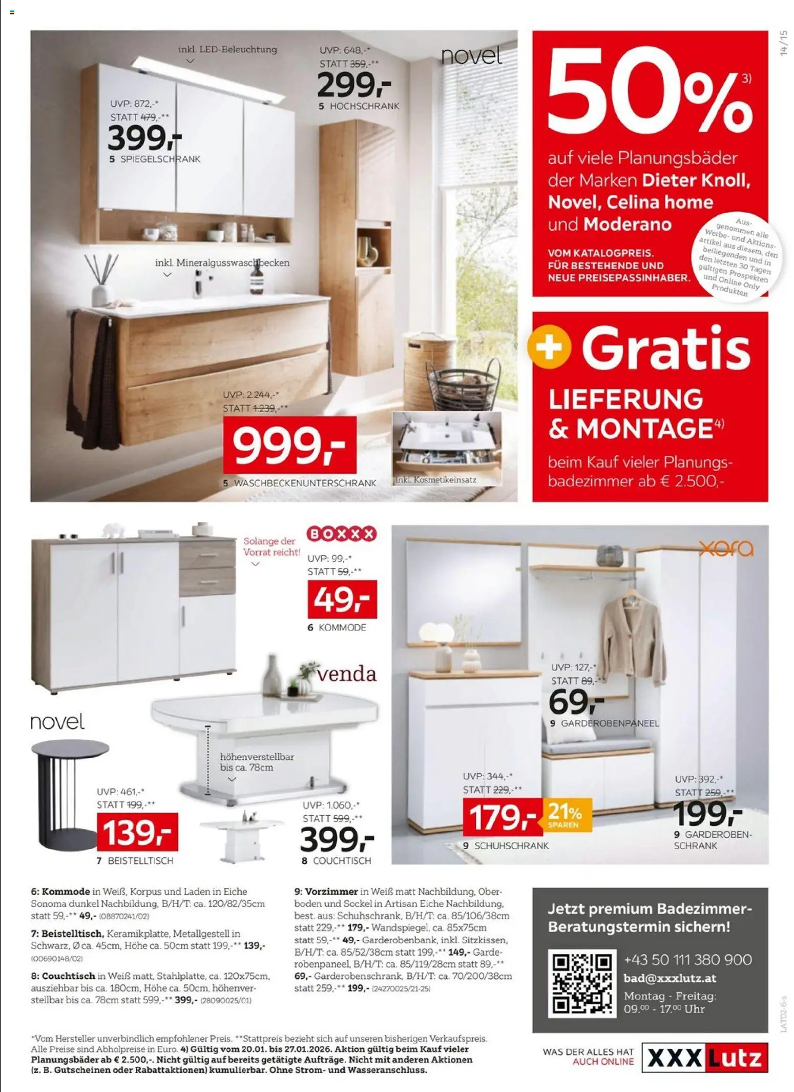 XXXLutz Heimtextilienwochen gültig ab 20.01.2026 | Seite: 15 | Produkte: Uhr, Kommode, Couchtisch, Schrank