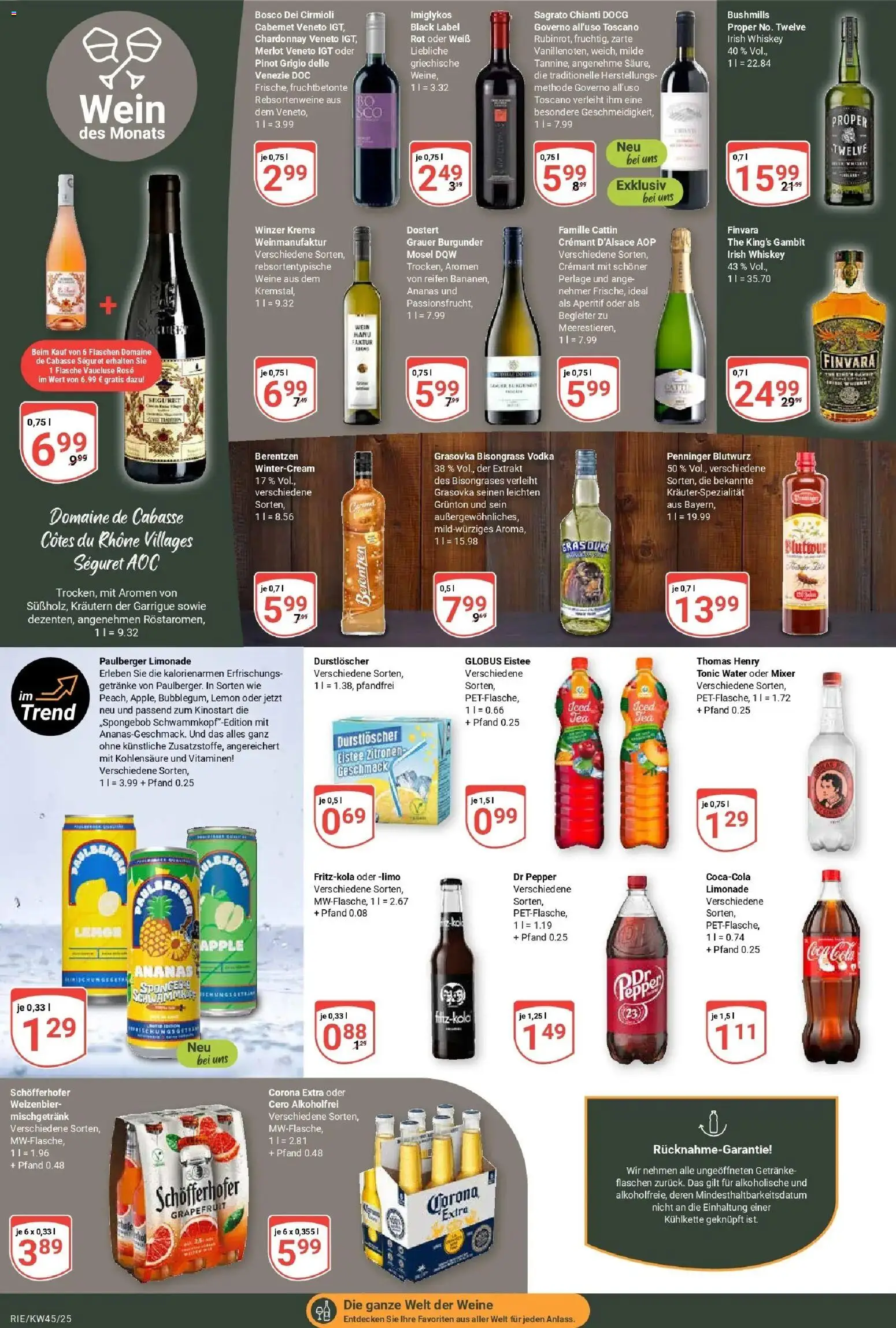 Globus prospekt Bochum-Riemke	 – gültig ab 02.11.2025 | Seite: 16 | Produkte: Durstloscher, Cola, Limonade, Grapefruit