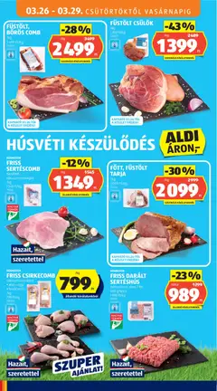 FRISS DARÁLT SERTÉSHÚS, zsírtartalom: max. 7%, 500 g/tálca - amely érvényes a következő dátumtól: 26.03.2026 | Oldal: 32