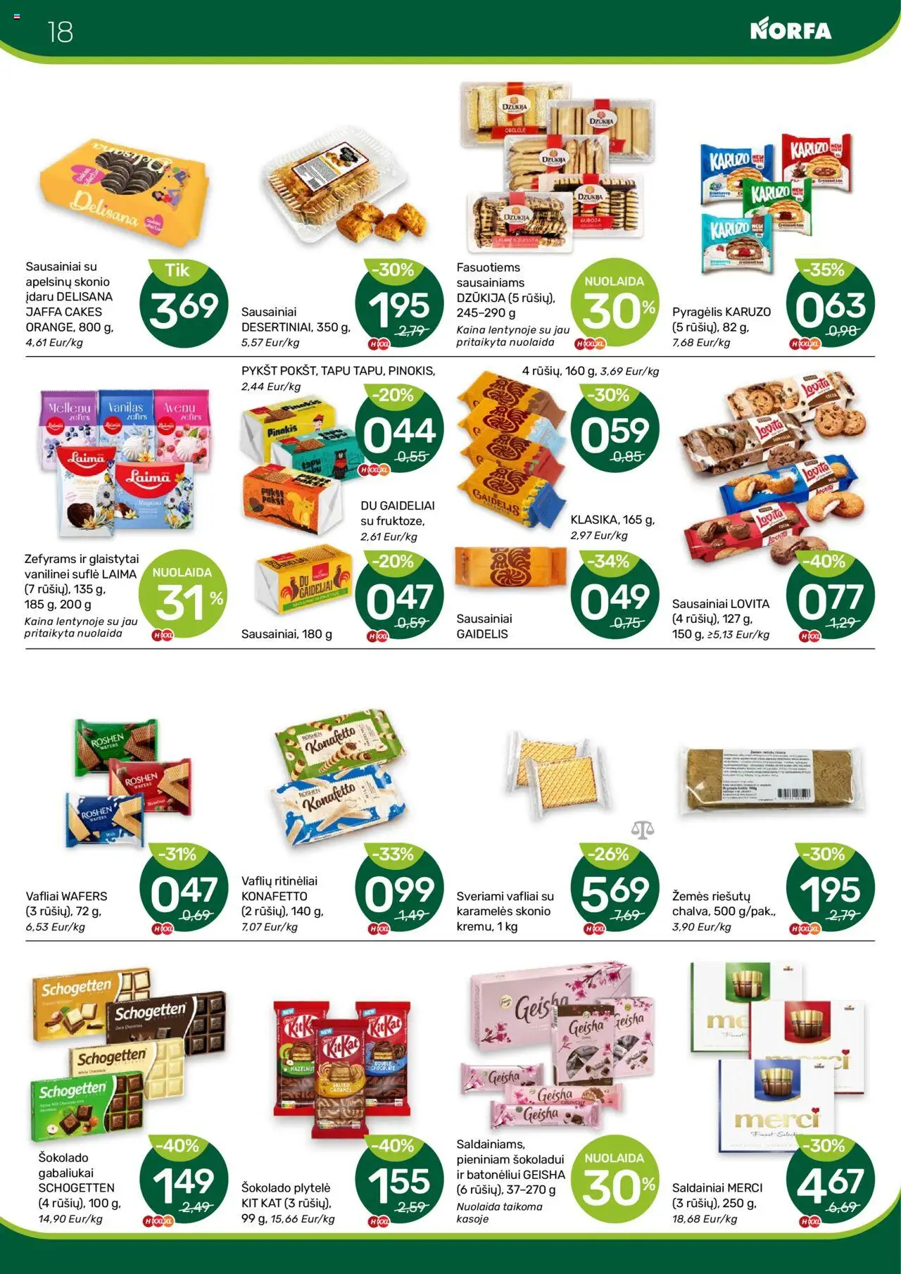 NORFA - Leidinys│galioja nuo 24.07.2025 | Puslapis: 18 | Prekių: Sausainiai, Vafliai, Saldainiai