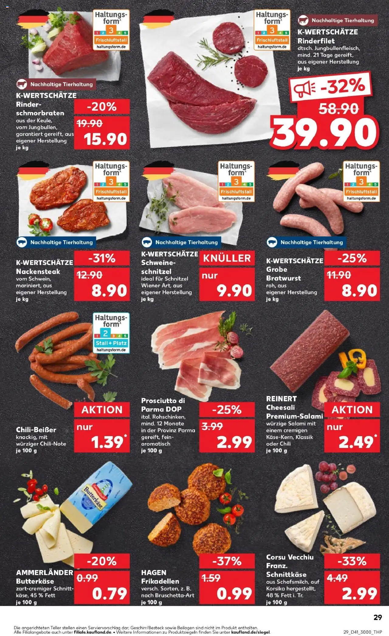 Kaufland prospekt Heilbronn	 – gültig ab 13.10.2025 | Seite: 29 | Produkte: Butter, Rinderfilet, Bratwurst, Salami