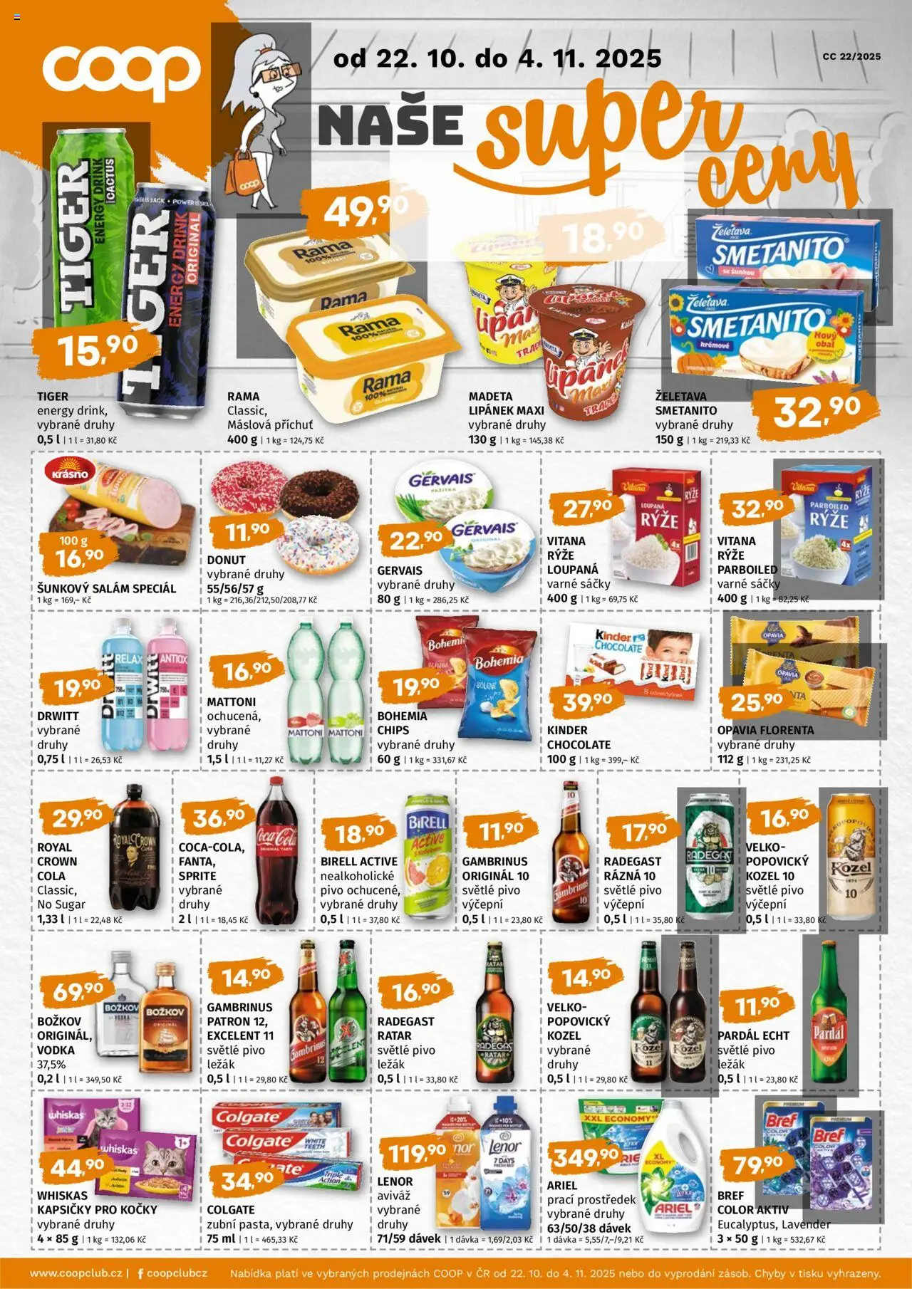 Terno leták - COOP naše super ceny od 22.10.2025 | Strana: 1 | Produkty: Aviváž, Salám, Gervais, Cola