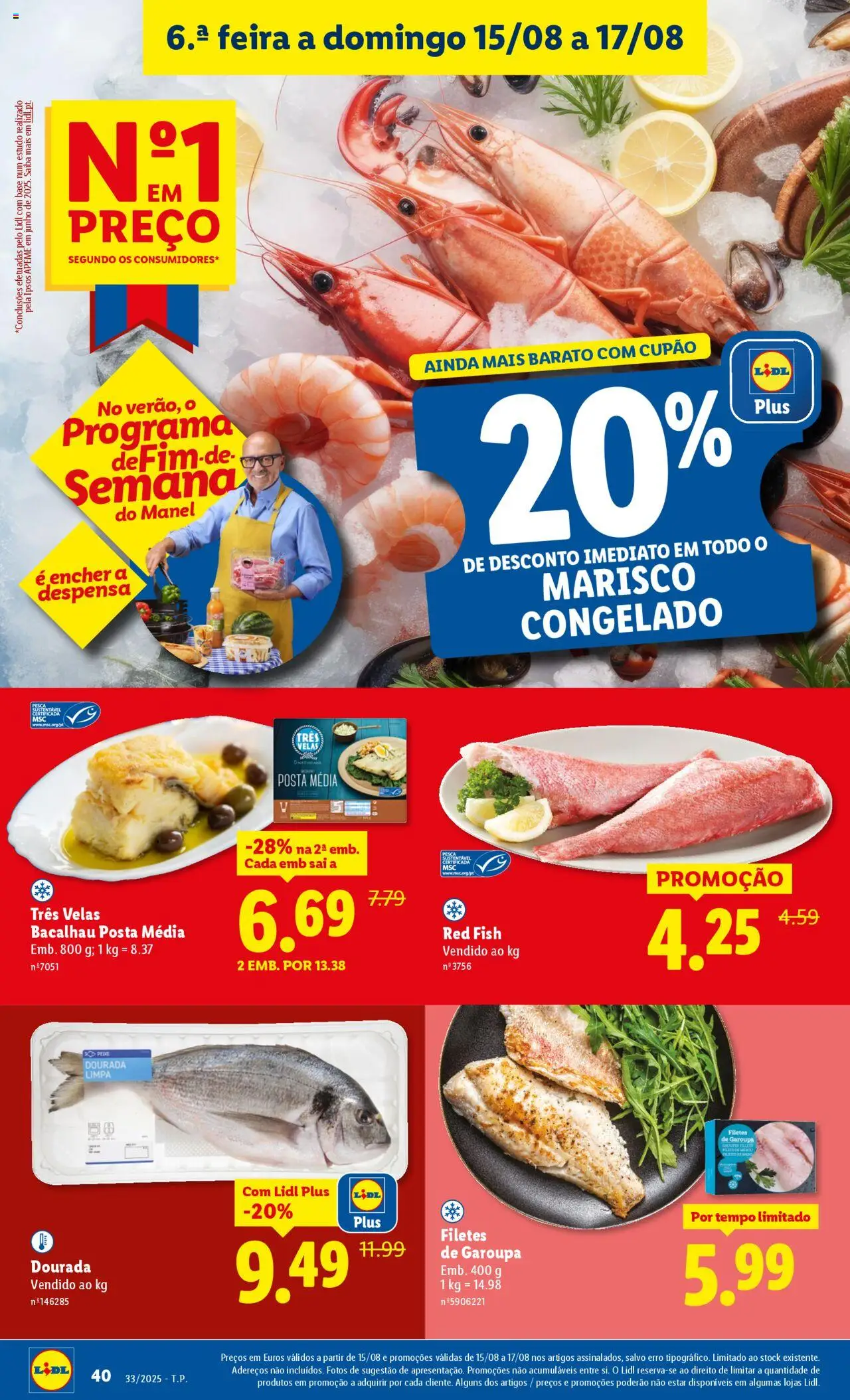 Lidl folheto │ válido de 11.08.2025 | Página: 40 | Produtos: Bacalhau, Base, Peixe, Velas