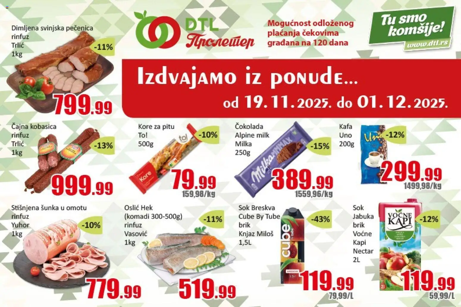 Metalac Proleter katalog - važi od 19.11.2025 | Strana: 1 | Proizvode: Milka, Oslić, Kobasica, Pečenica