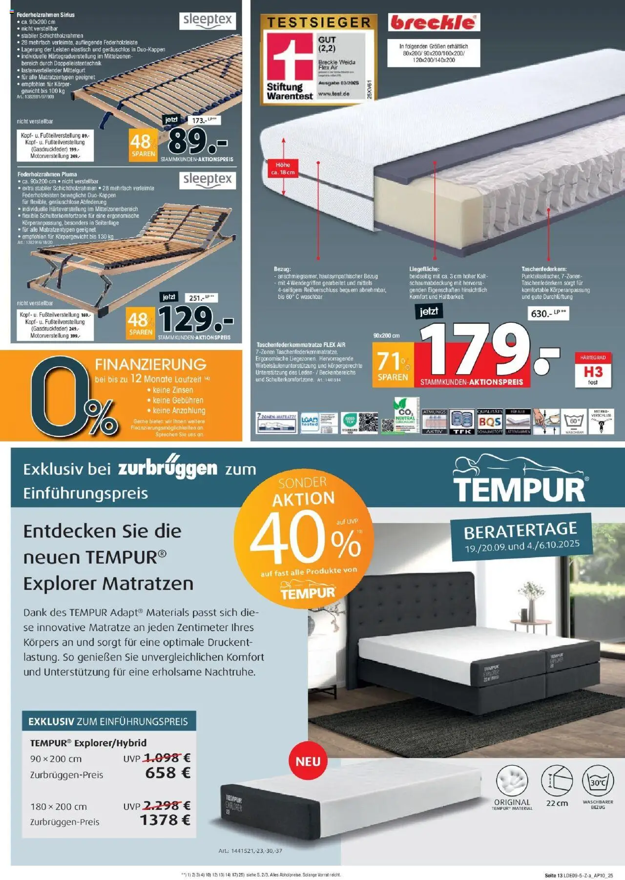 Zurbrüggen Best Deals – gültig ab 20.09.2025 | Seite: 13 | Produkte: Gewicht, Matratze