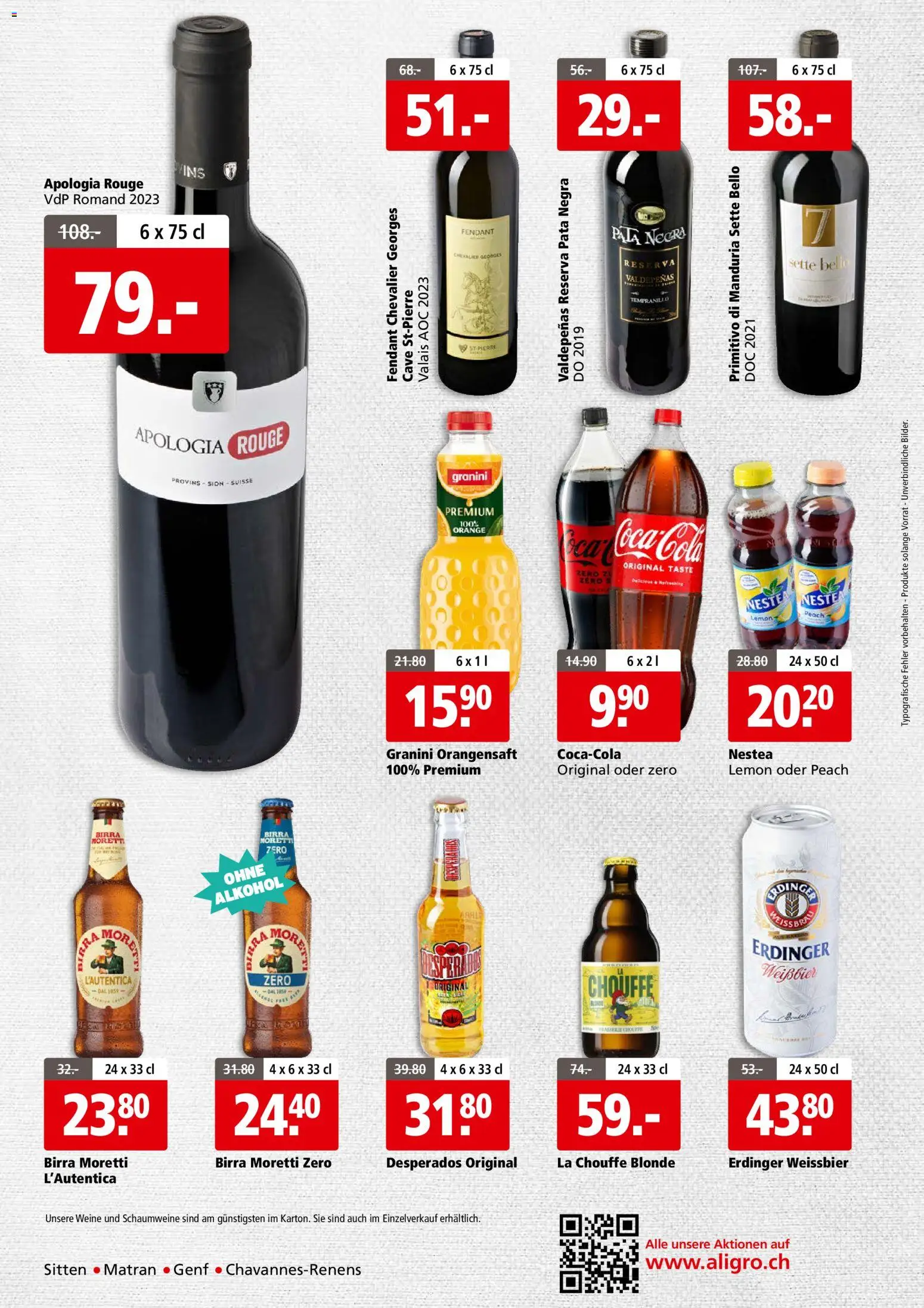 Aligro Aktionen Business Chavannes, Matran, Genf, Sitten – gültig ab 23.02.2026 | Seite: 4 | Produkte: Weißbier, Orangensaft, Rouge