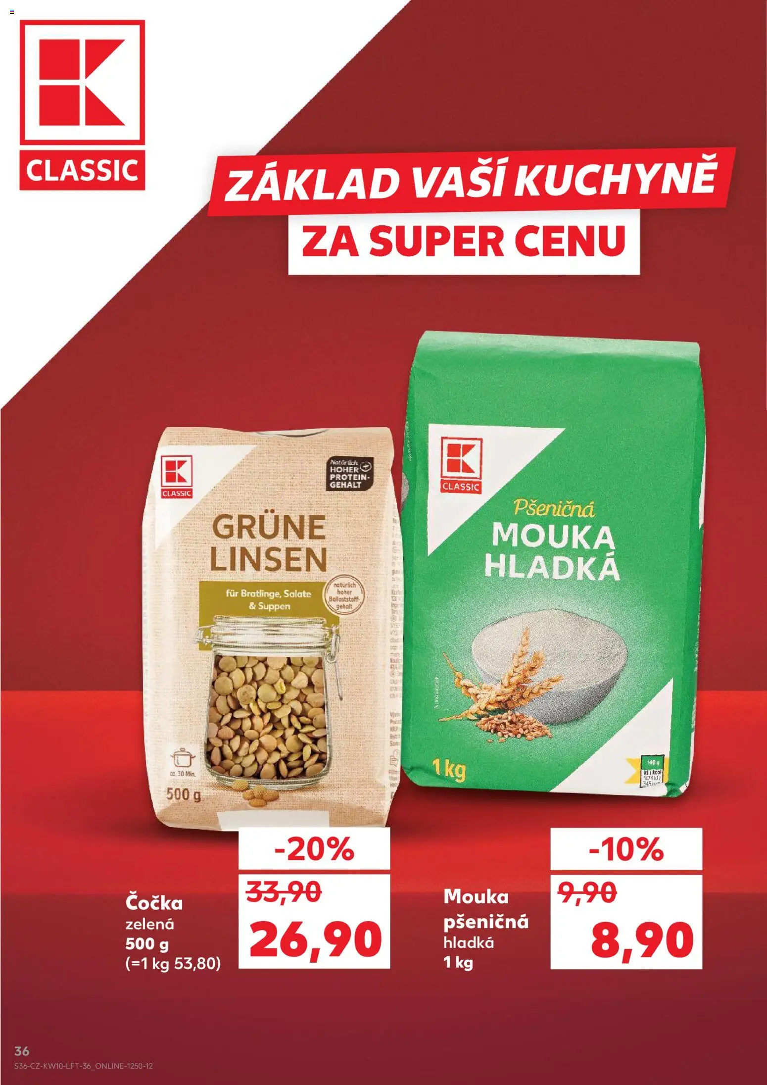 Kaufland leták - Praha 4 od 04.03.2026 | Strana: 36 | Produkty: Čočka, Mouka, Protein, Kuchyně