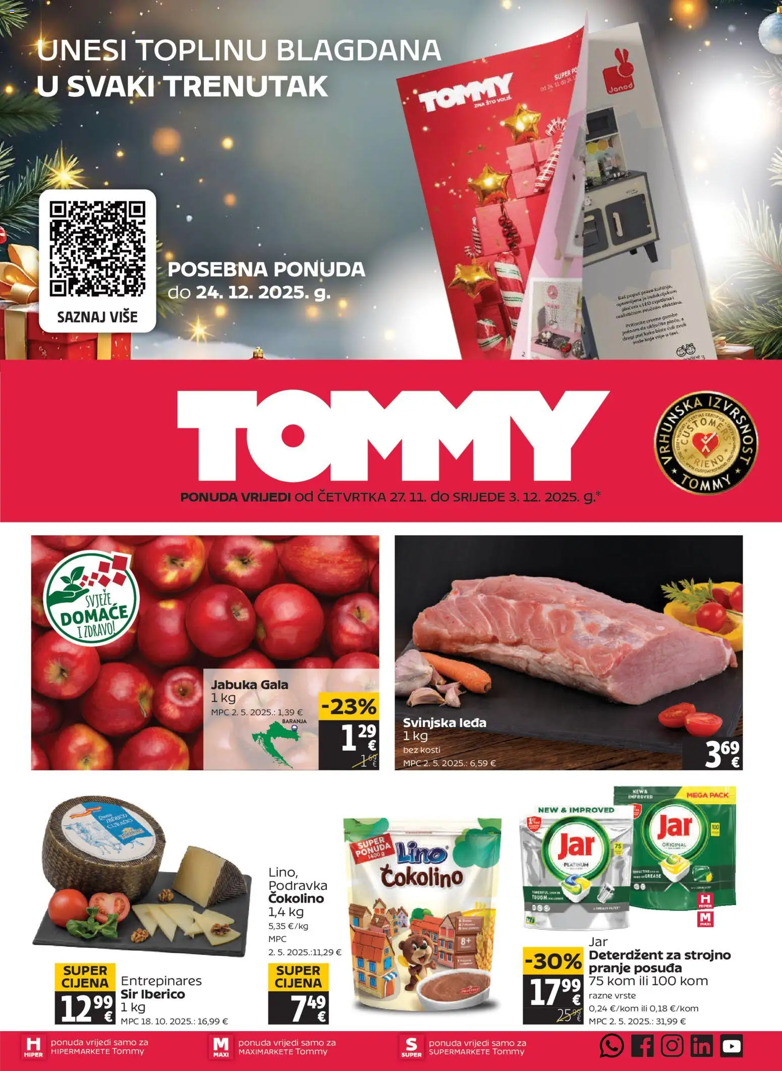 Tommy katalog | vrijedi od 27.11.2025 | Stranica: 1 | Proizvodi: Podravka, Deterdžent, Jabuka, Čokolino