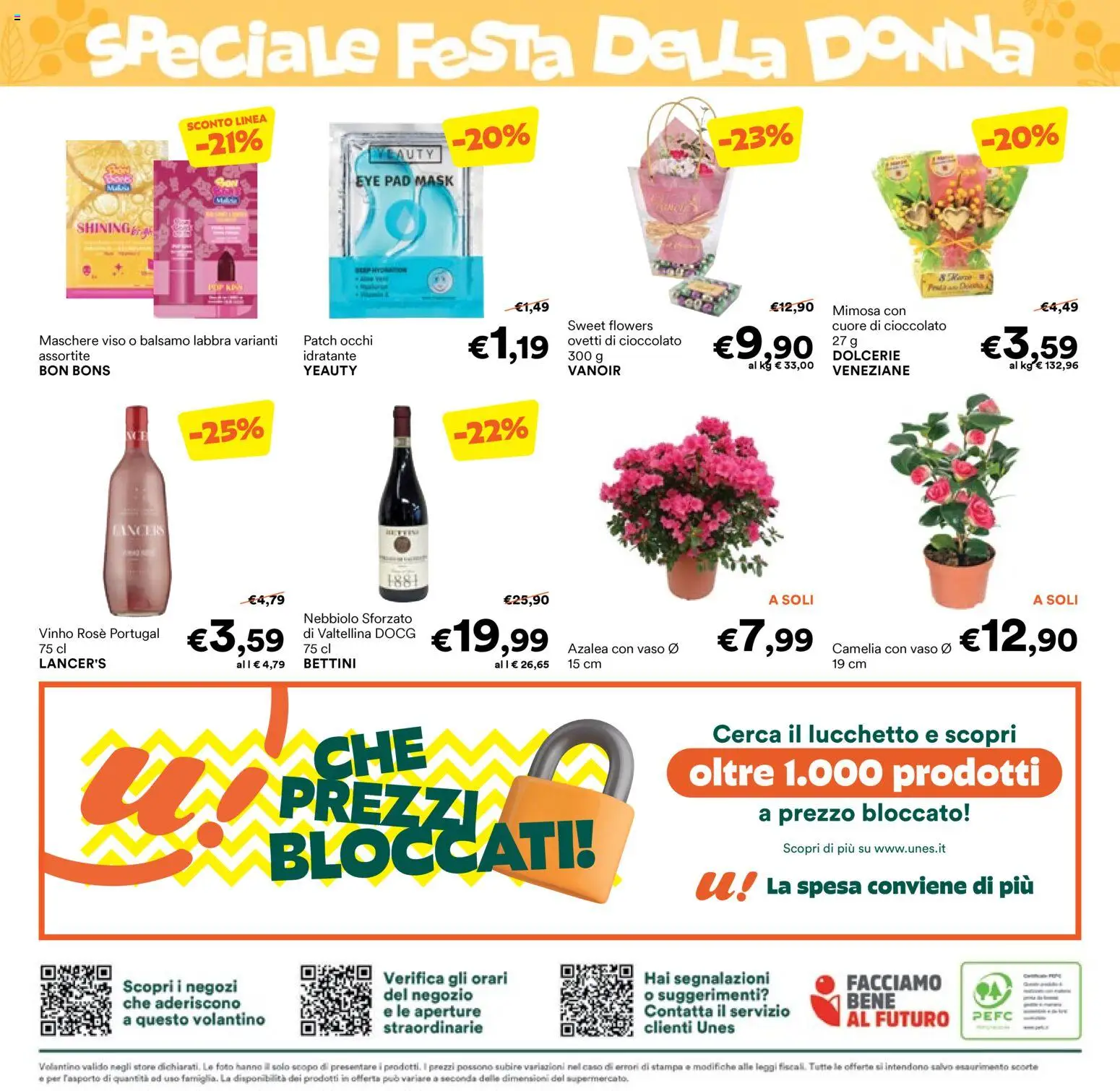 Volantino Unes del 26.02.2026 | Pagina: 24 | Prodotti: Balsamo, Cioccolato, Stampa, Vaso