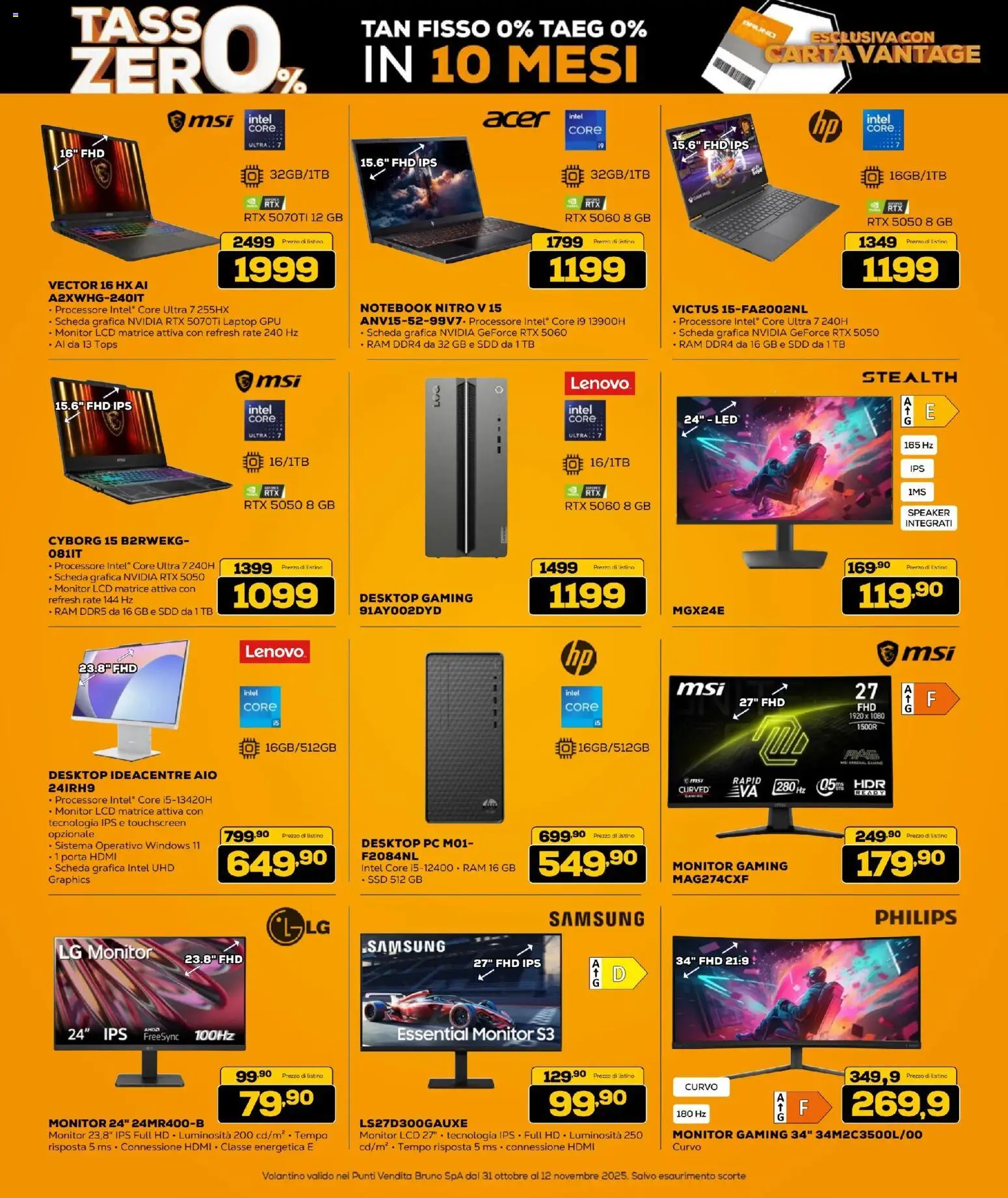 Volantino BRUNO del 31.10.2025 | Pagina: 9 | Prodotti: Monitor, Notebook, Laptop, Speaker