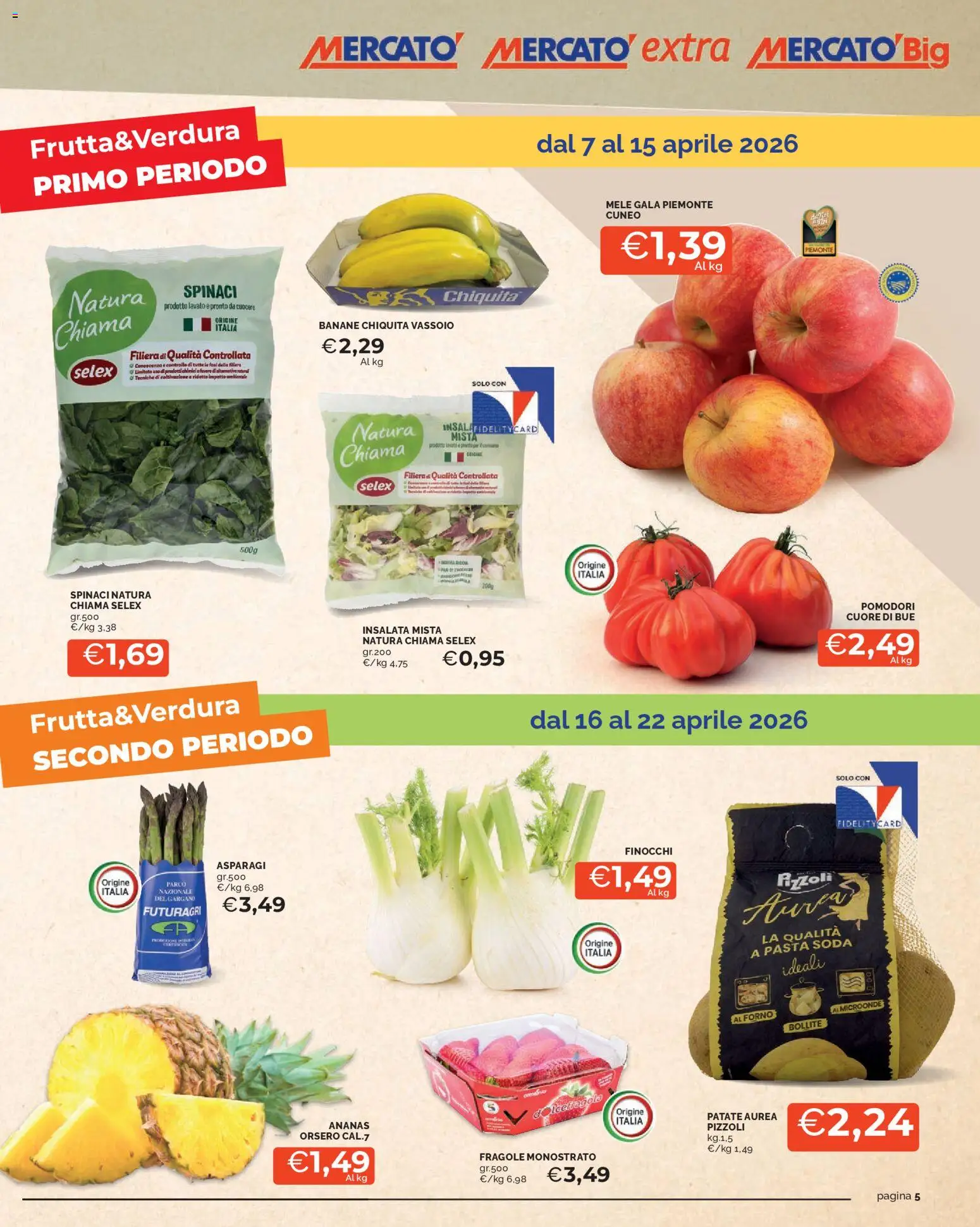 Volantino Mercatò del 07.04.2026 | Pagina: 5 | Prodotti: Microonde, Patate, Spinaci, Vassoio